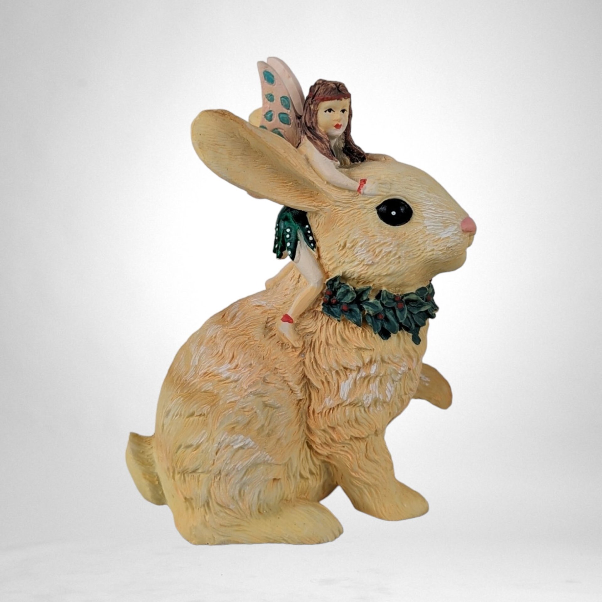 Enchanting 1991 Resin Fairies Riding Rabbits Figurines - Whimsical Fantasy Decor for Your Home!