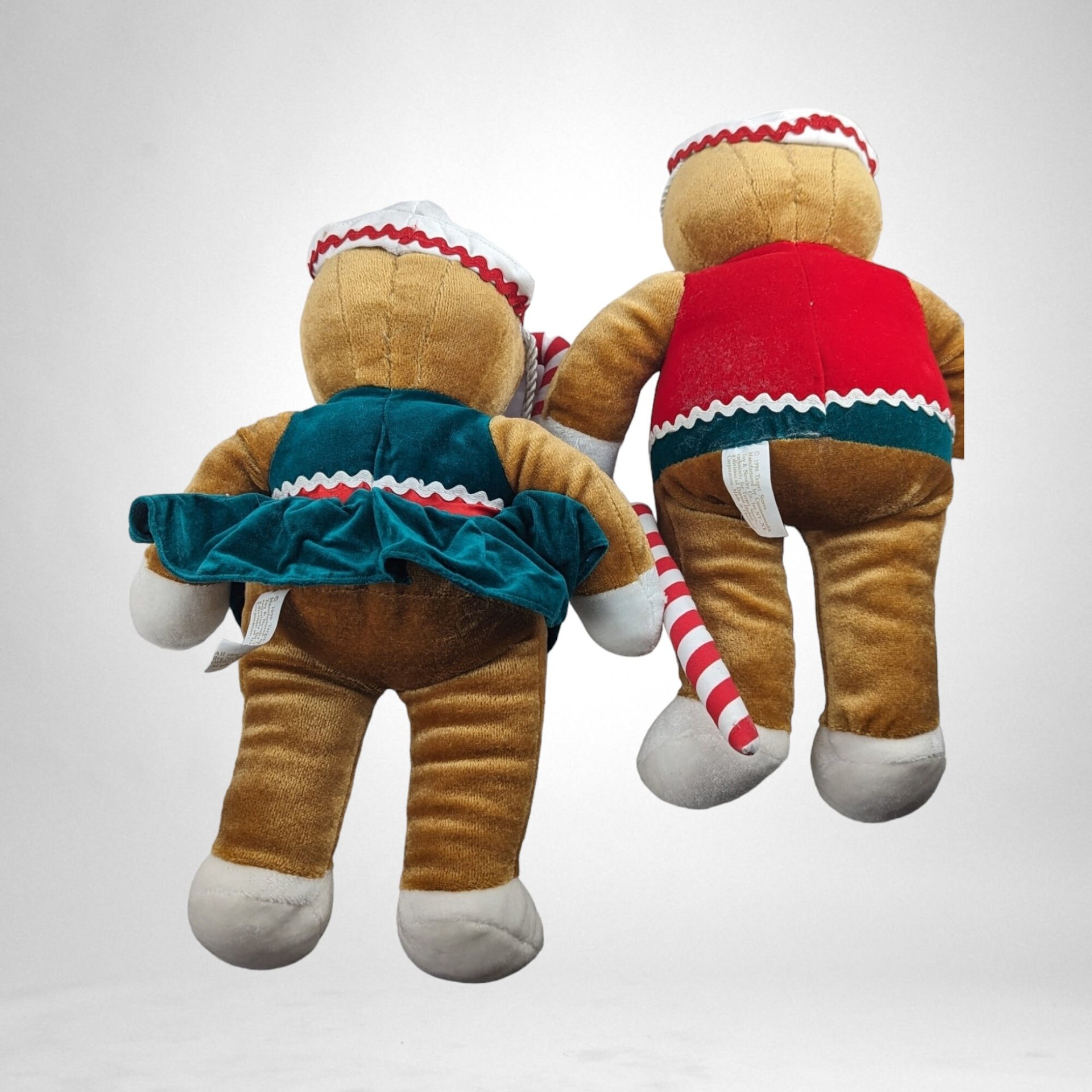 Vintage 1990 Target Gingerbread Plush Toy Pair - Sweet Holiday Collectibles!