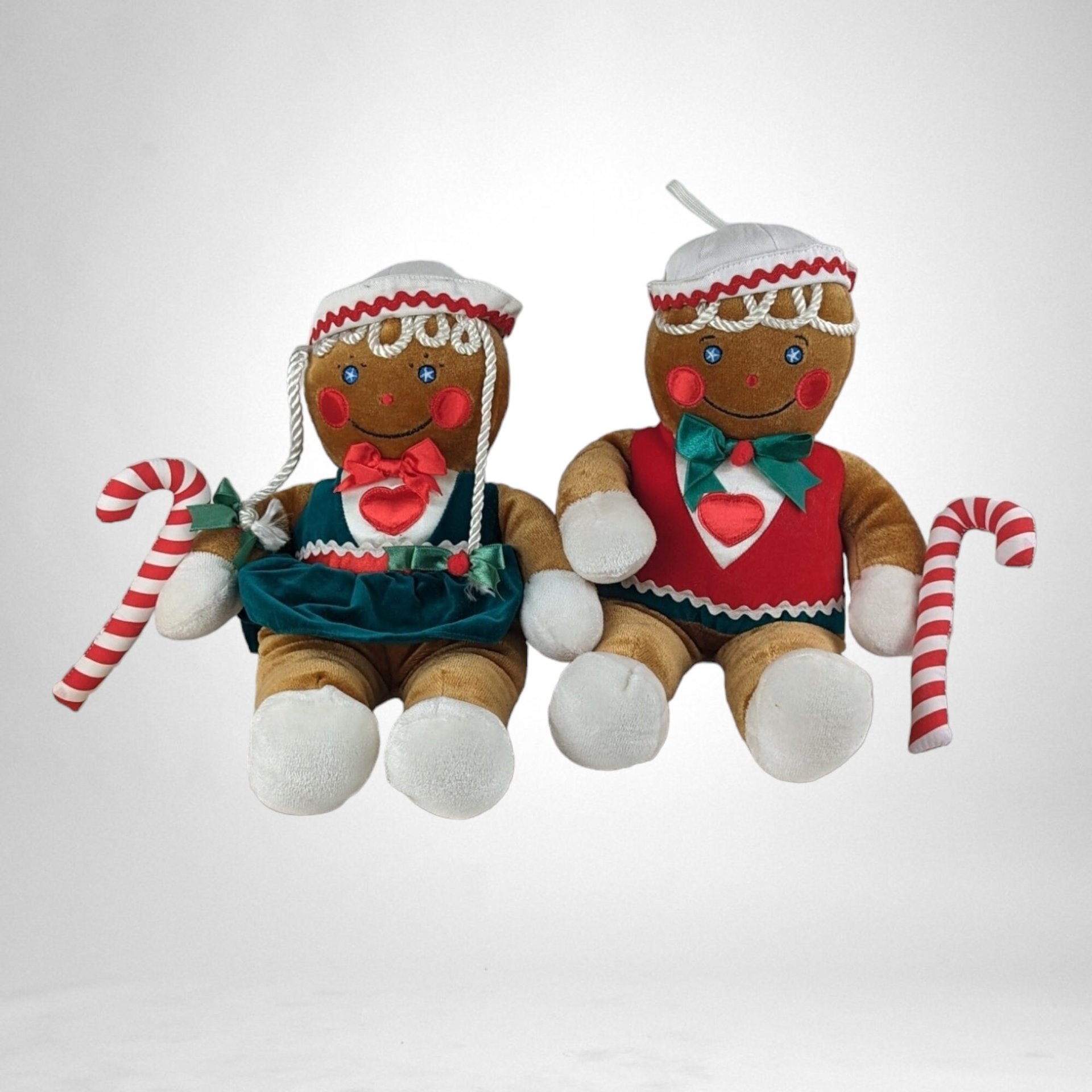 Vintage 1990 Target Gingerbread Plush Toy Pair - Sweet Holiday Collectibles!