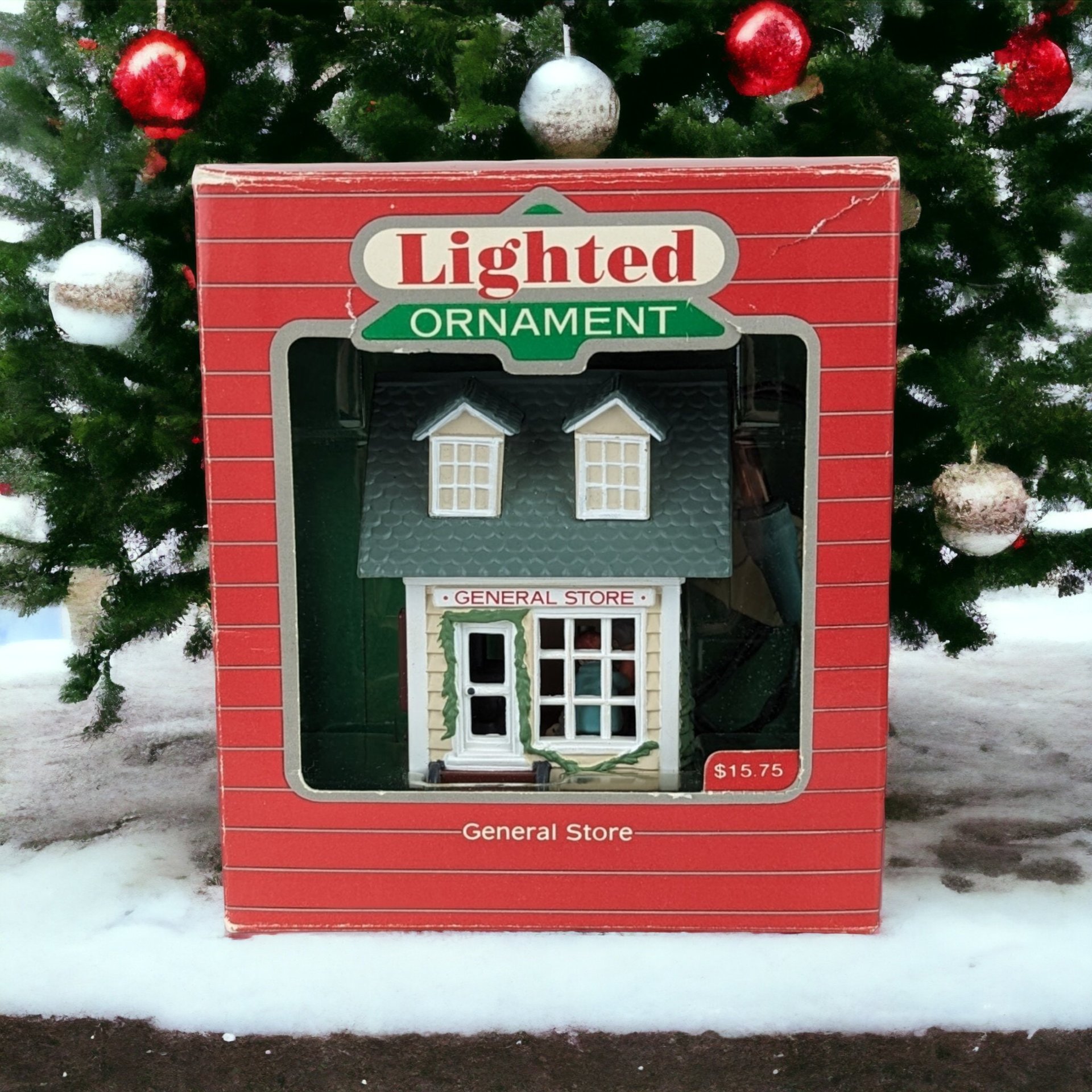 1986 Hallmark Lighted General Store Ornament - Vintage Holiday Glow!