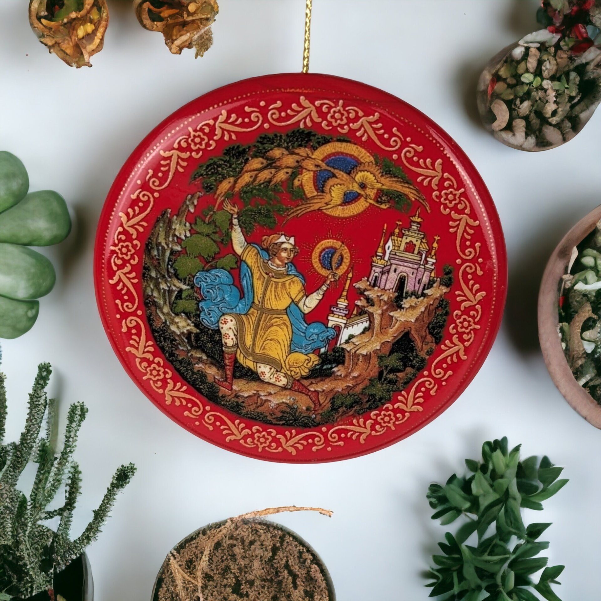 Tianex Russian Legends Firebird Porcelain Ornament: Exquisite Holiday Elegance