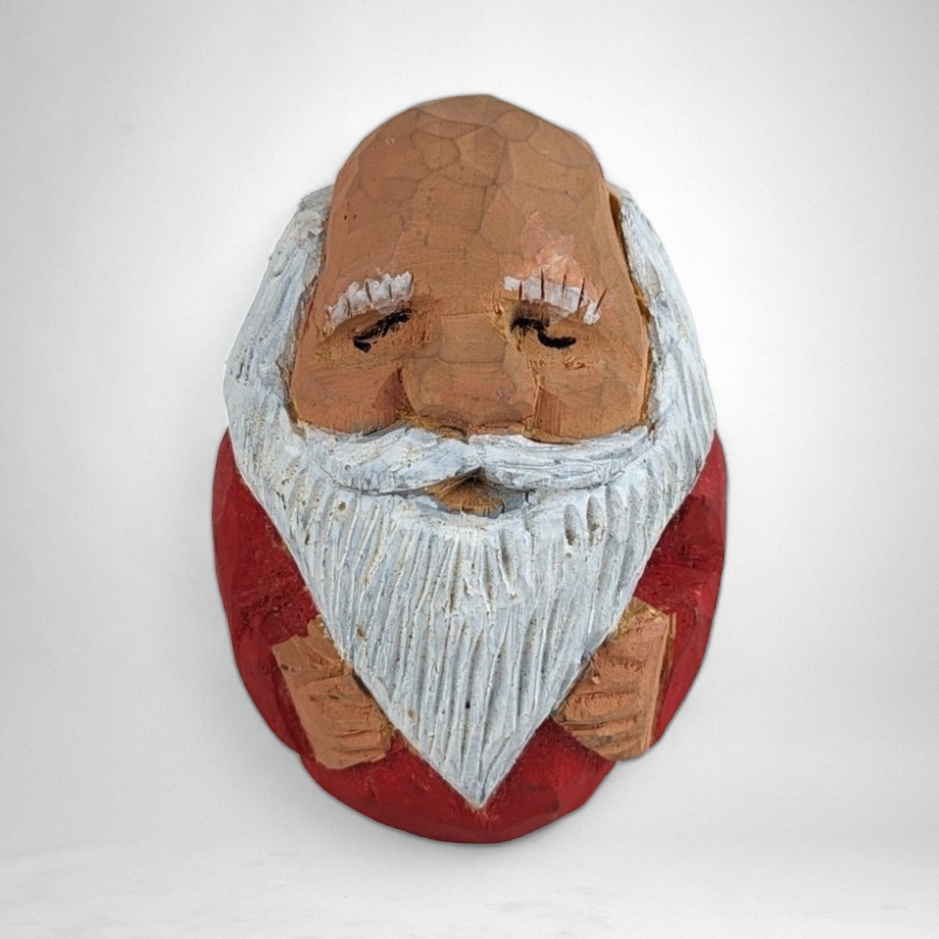Exquisite Vintage Hand-Carved Santa Egg-Shaped Figurine: Timeless Holiday Elegance