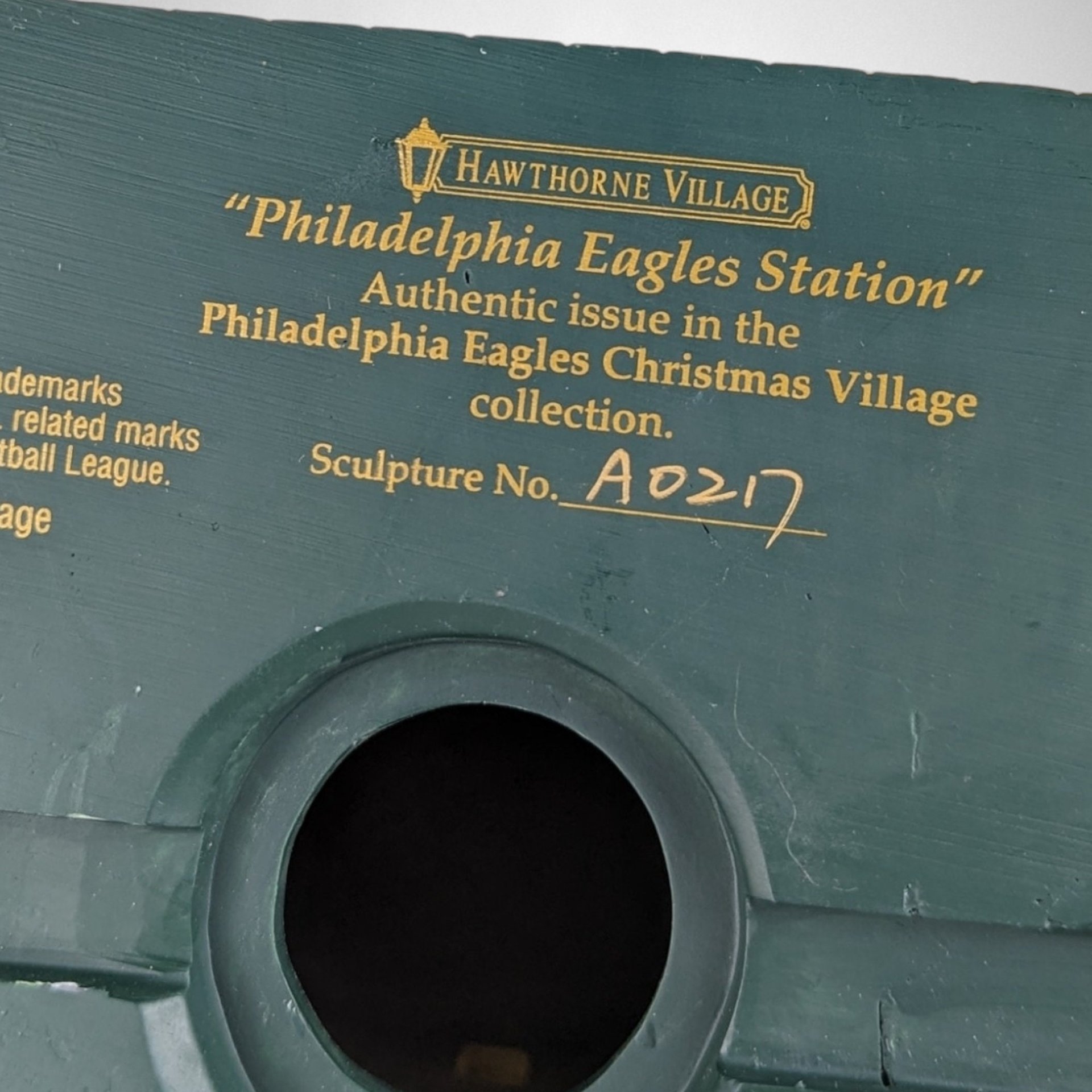 2003 Hawthorne Village Philadelphia Eagles Station Village Building - Eagles Pride for Your Holiday Display! (Chip on a Tree)