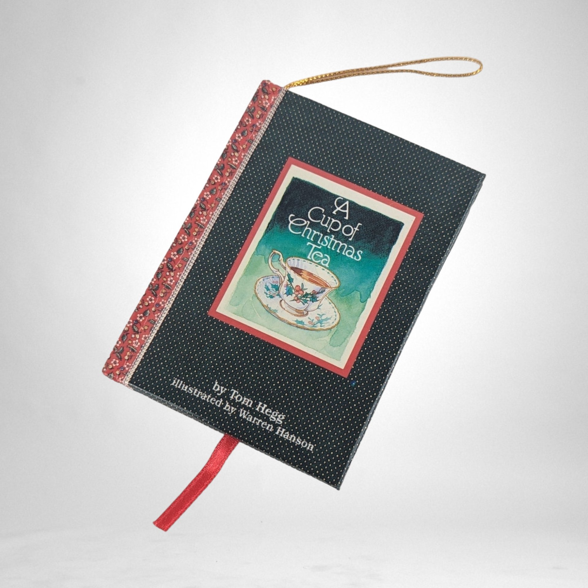 Timeless Charm: Vintage 'A Cup of Christmas Tea' Miniature Book Ornament