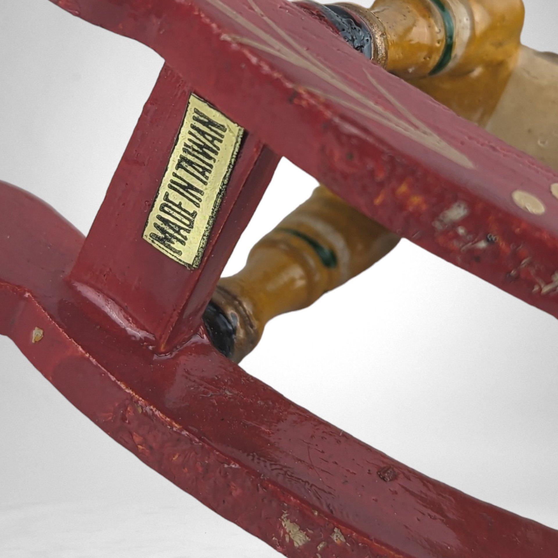 Charming Set of 4 Vintage 1985 Schmid Rocking Horse Wooden Ornaments - Timeless Holiday Elegance