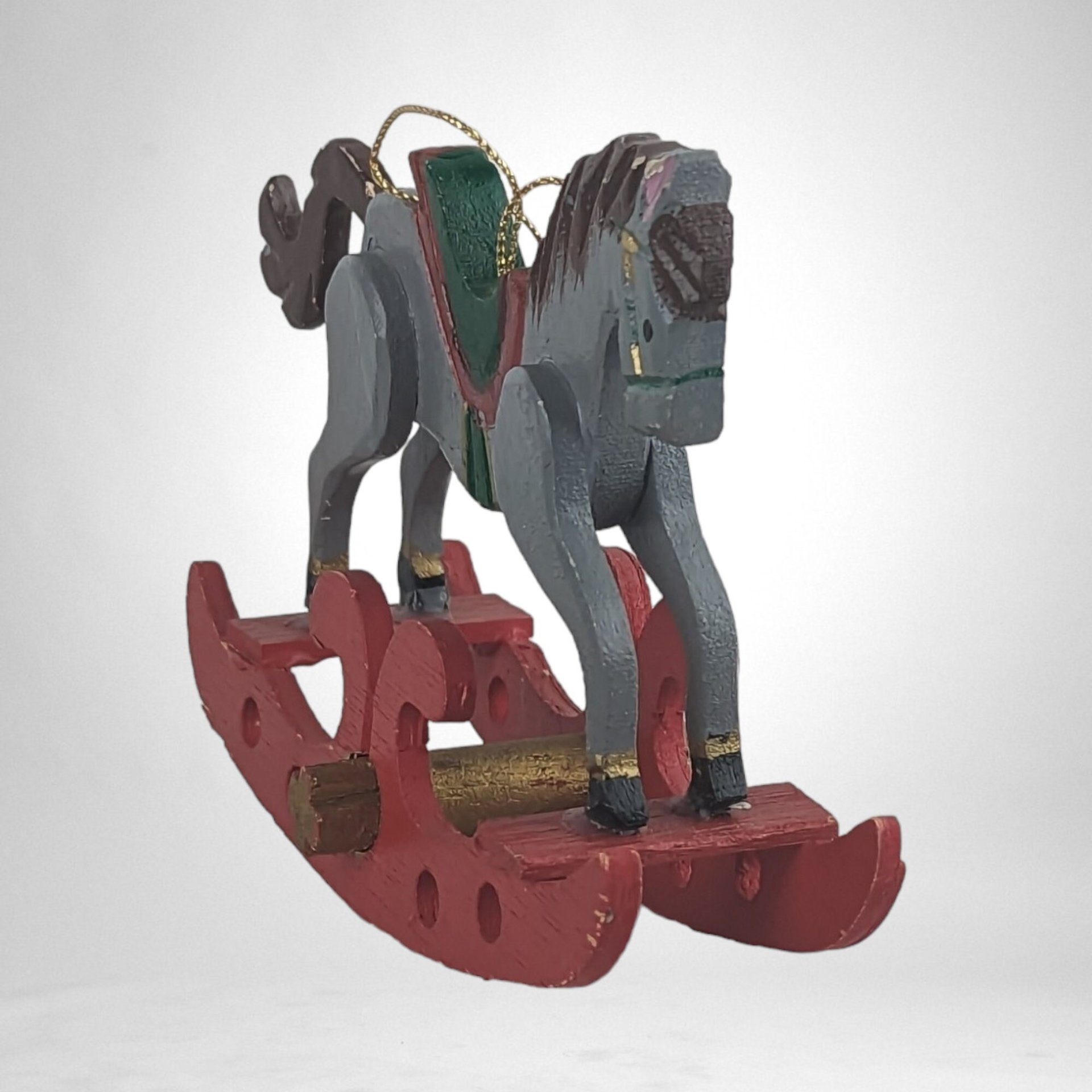 Vintage Wooden Rocking Horse Ornament