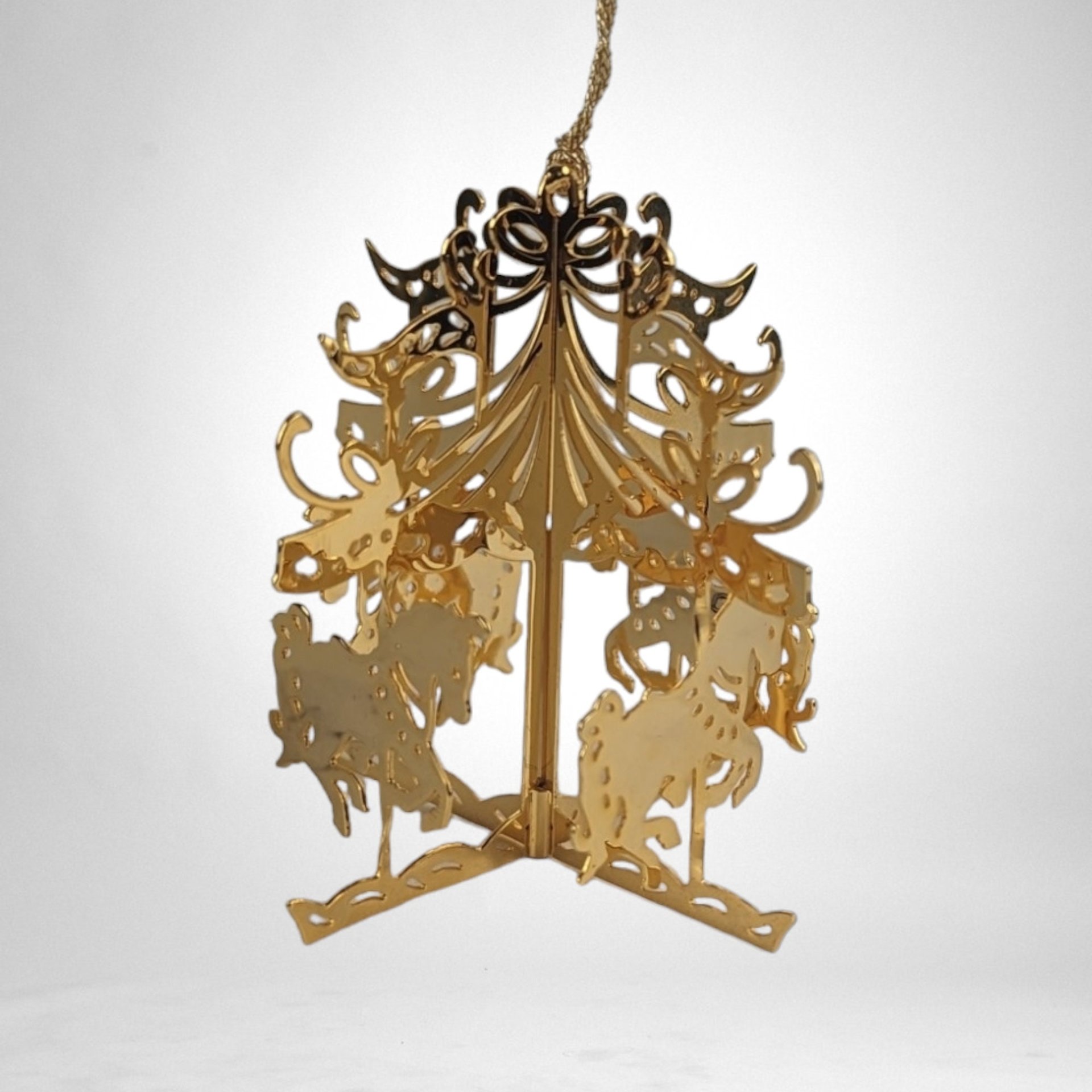Vintage Gold-Toned Carousel Ornament - Timeless Holiday Elegance