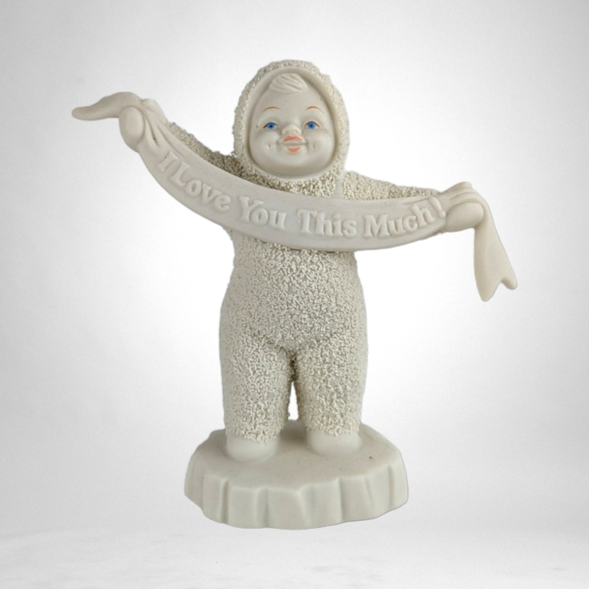 Cherished Moments: Vintage Dept. 56 Snowbabies 'I Love You This Much' Figurine - Timeless Expression of Love in Adorable Detail