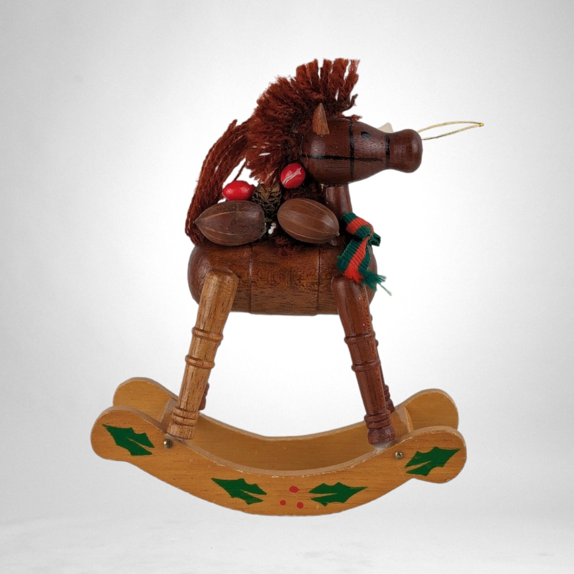Vintage Wooden Rocking Horse Ornament - Timeless Holiday Charm