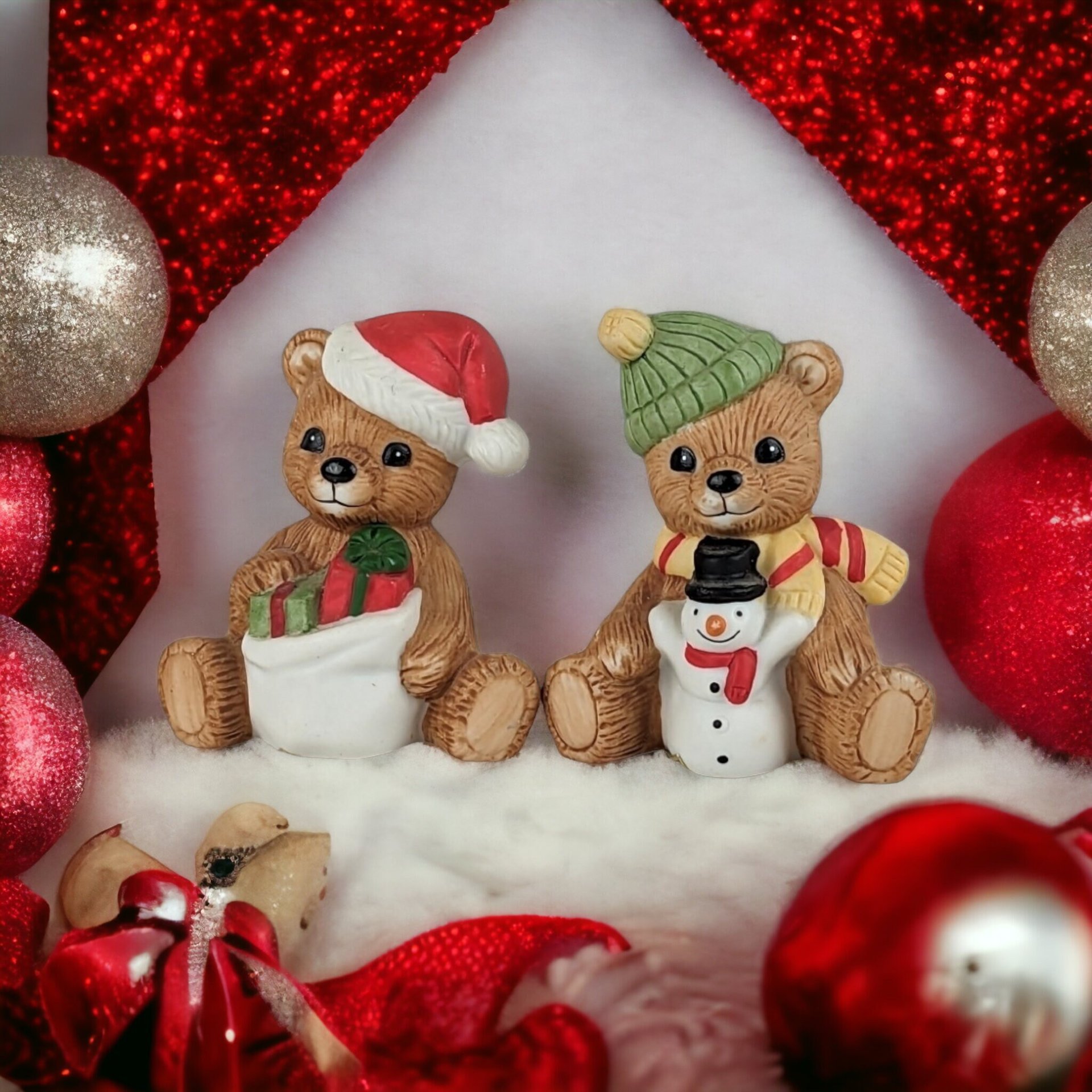 Vintage Homco January and December Bears 1413: Collectible Holiday Figurines