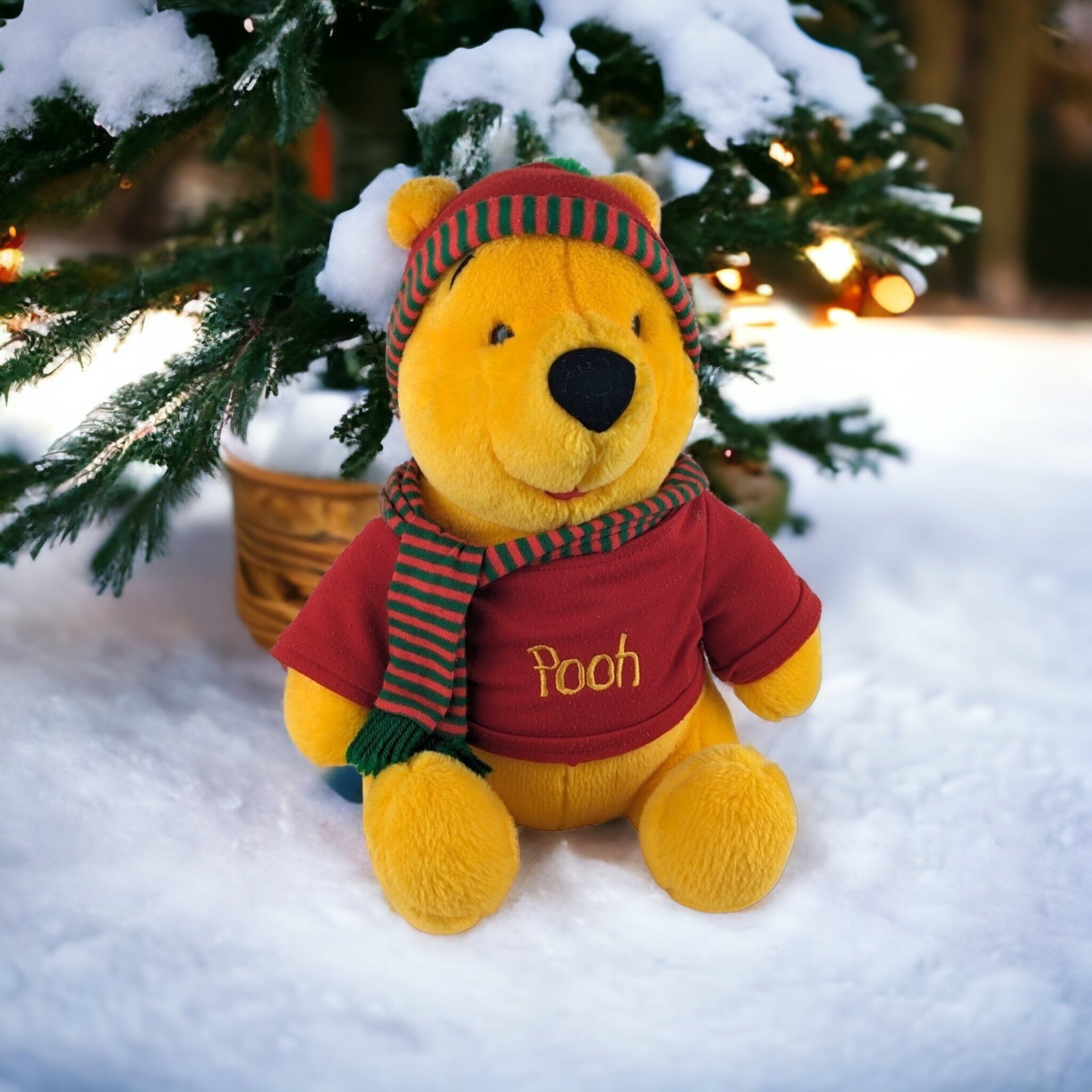 Vintage Winnie the Pooh Winter Plush Bear - A Classic Cuddly Friend for Cozy Seasons!