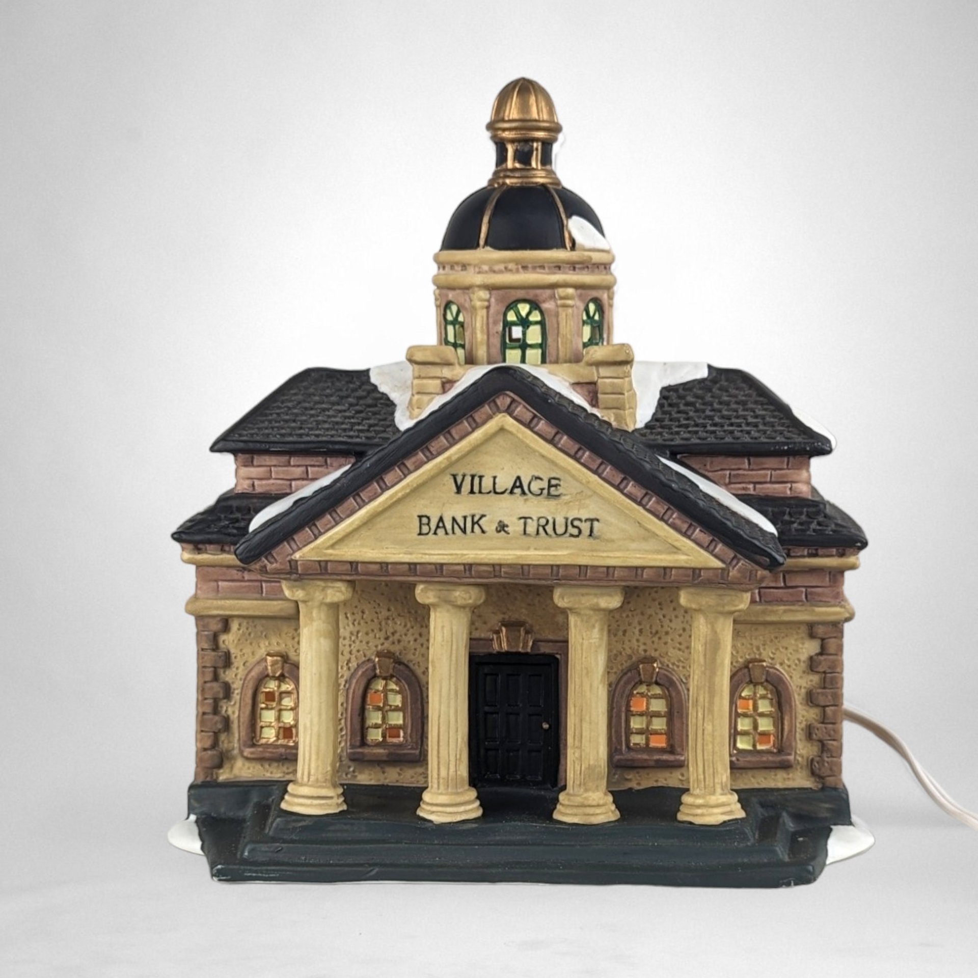 1997 Dickens Village Bank and Trust Lighted Building - A Vintage Glow of Holiday Nostalgia!