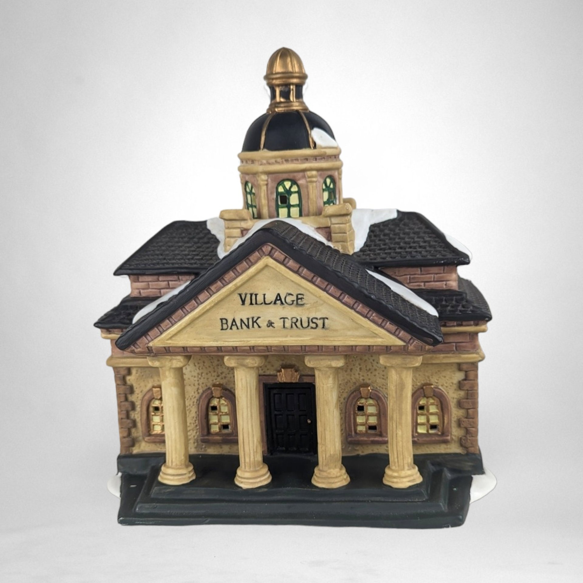 1997 Dickens Village Bank and Trust Lighted Building - A Vintage Glow of Holiday Nostalgia!