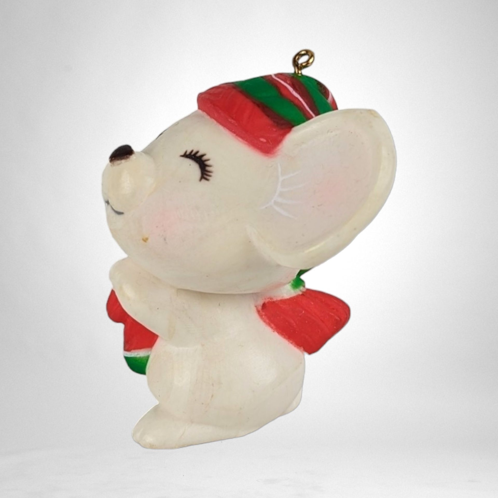 1970s Hallmark Vintage White Mouse Christmas Ornament
