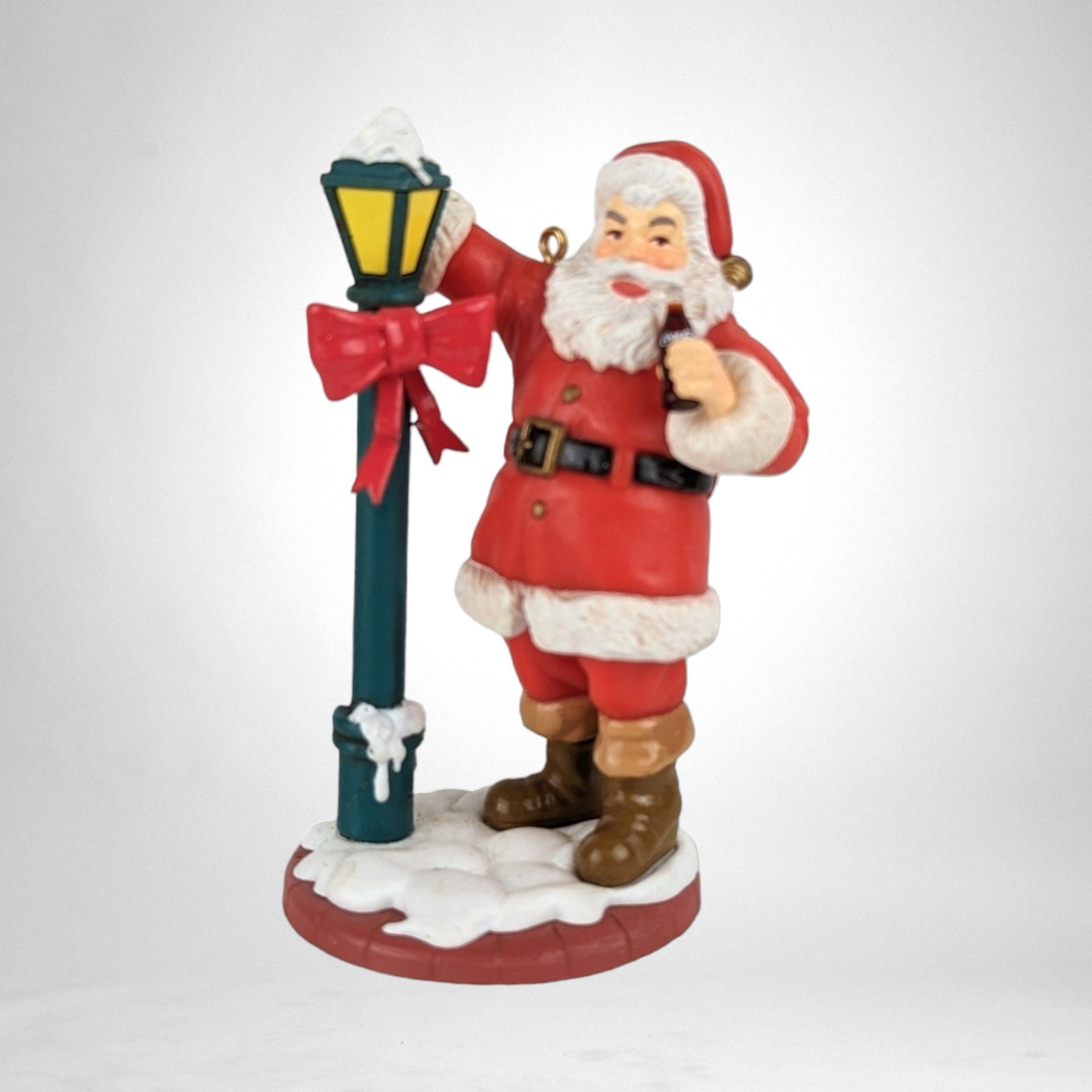 1994 Coca Cola Santa at the Lamp Ornament - Vintage Holiday Collectible