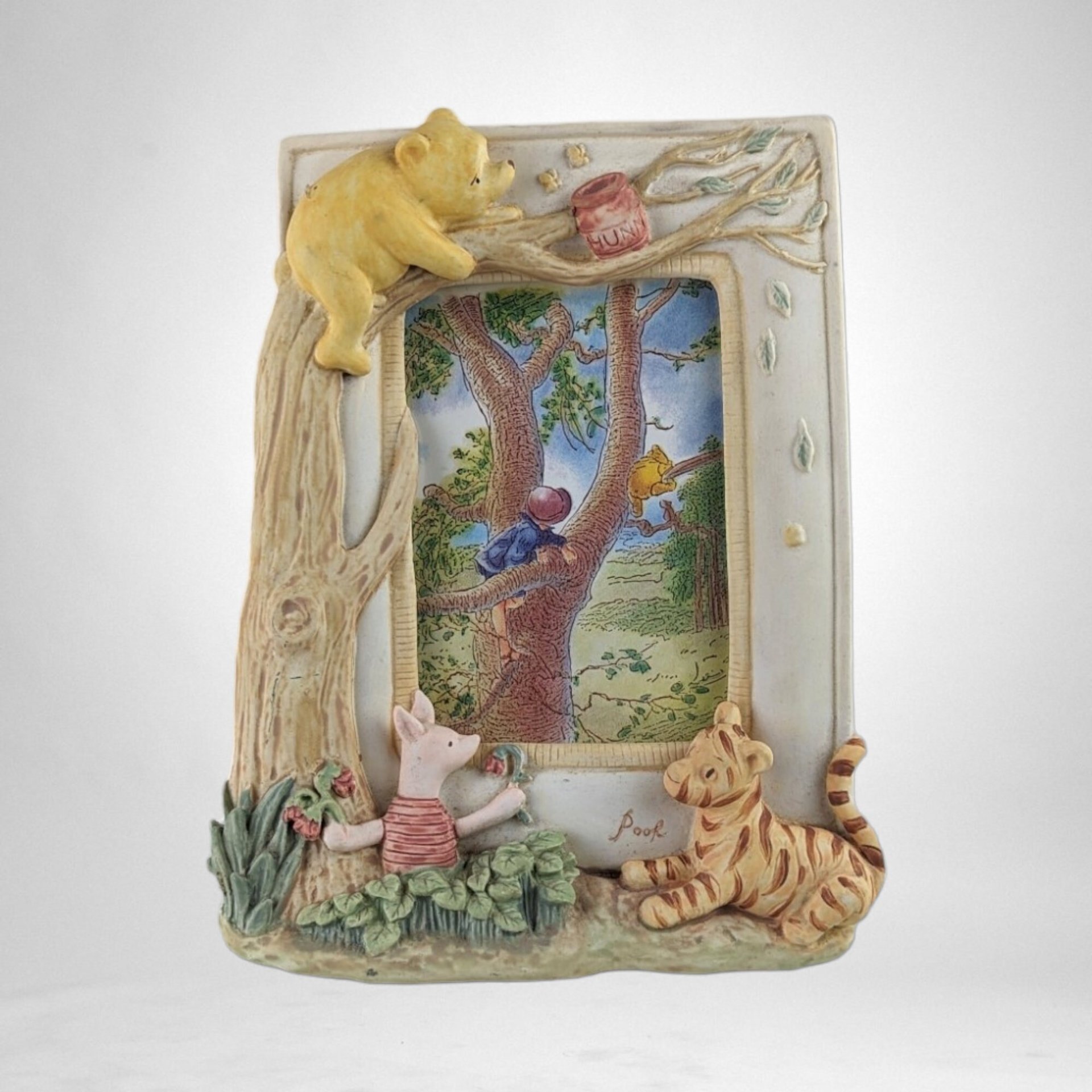 Timeless Trio: Vintage Charpente Winnie the Pooh, Piglet, and Tigger Picture Frame - Whimsical Disney Memories