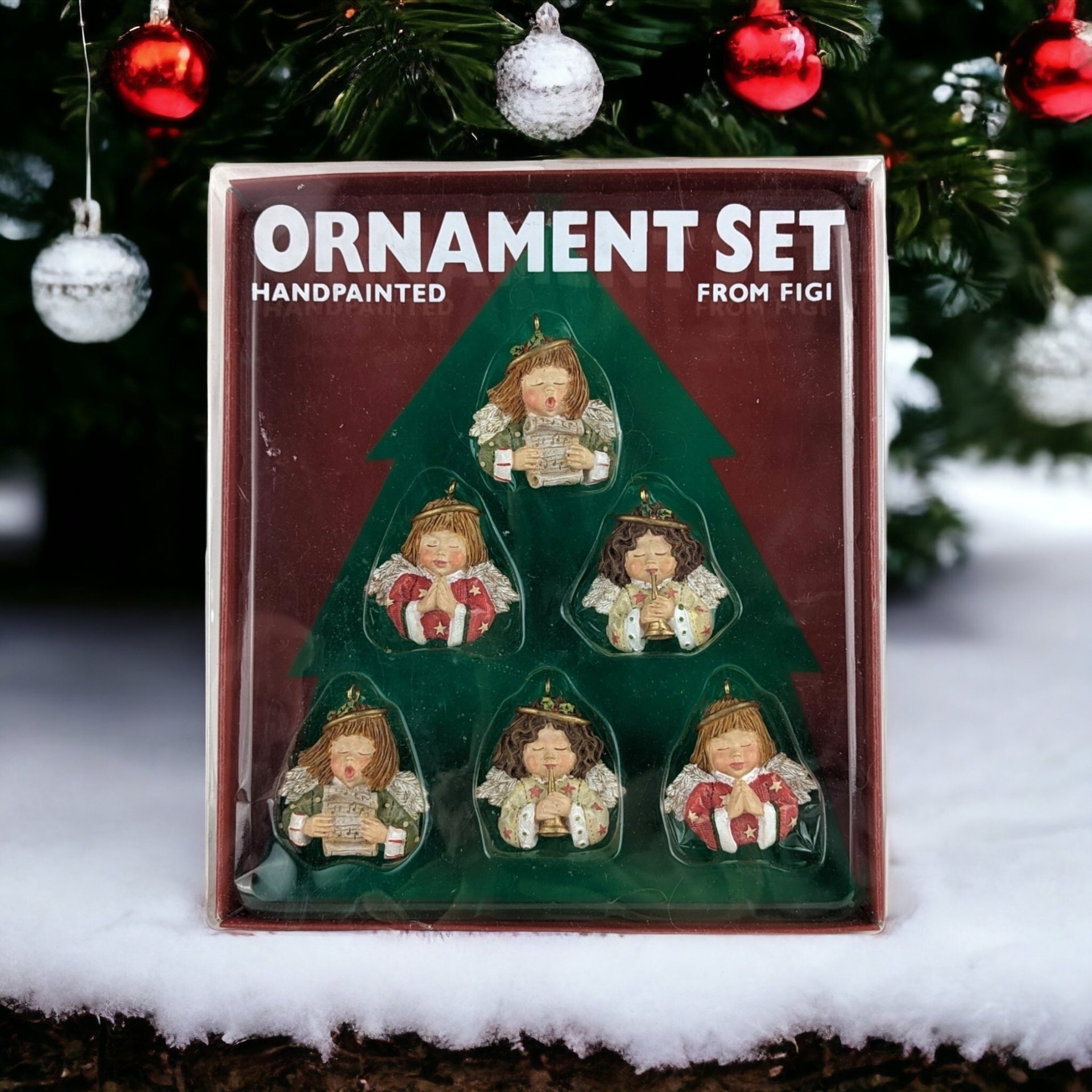 1996 Figi 6 Piece Handpainted Angel Ornament Set