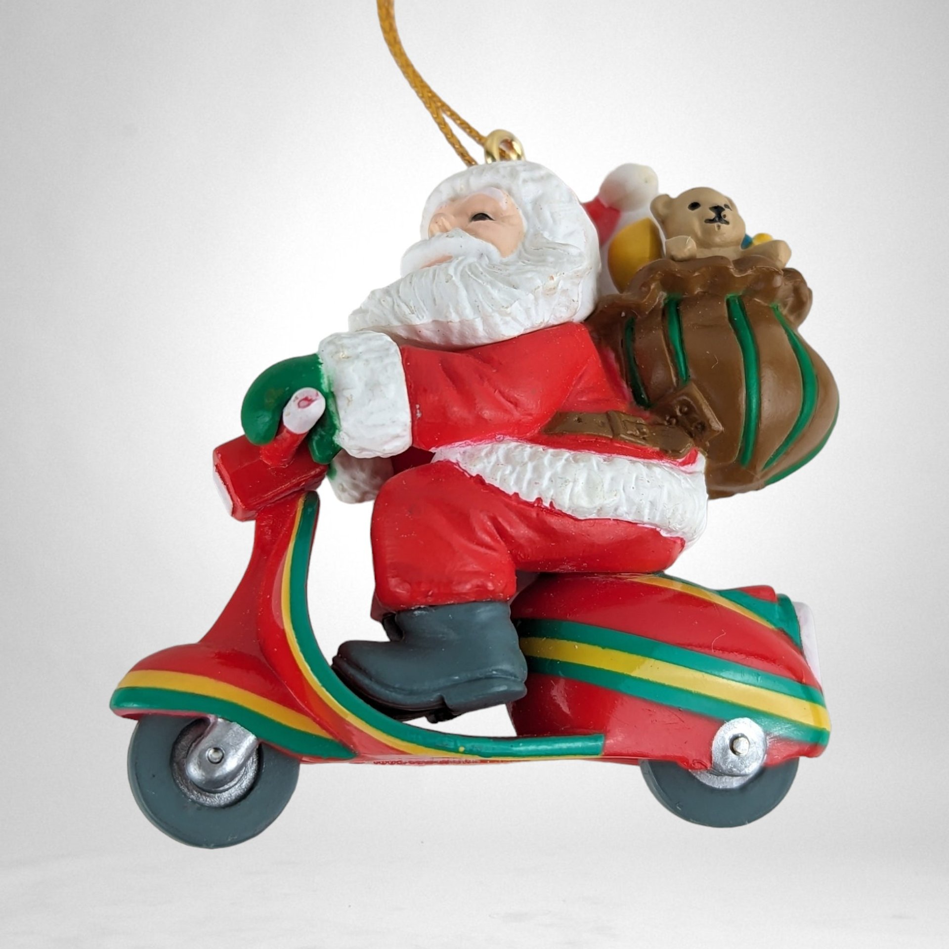 Joyful Ride: 1991 Santa on a Scooter Christmas Ornament