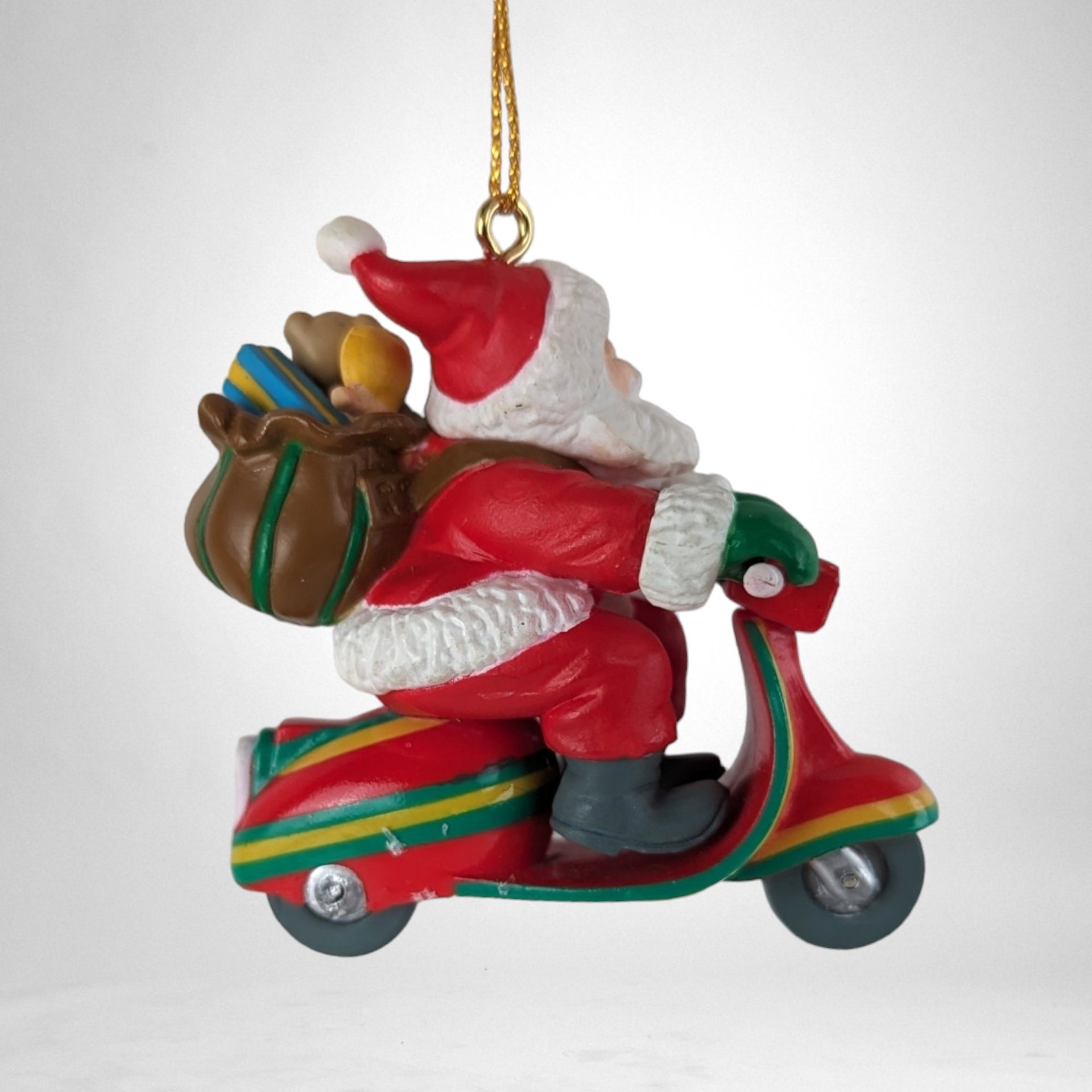 Joyful Ride: 1991 Santa on a Scooter Christmas Ornament