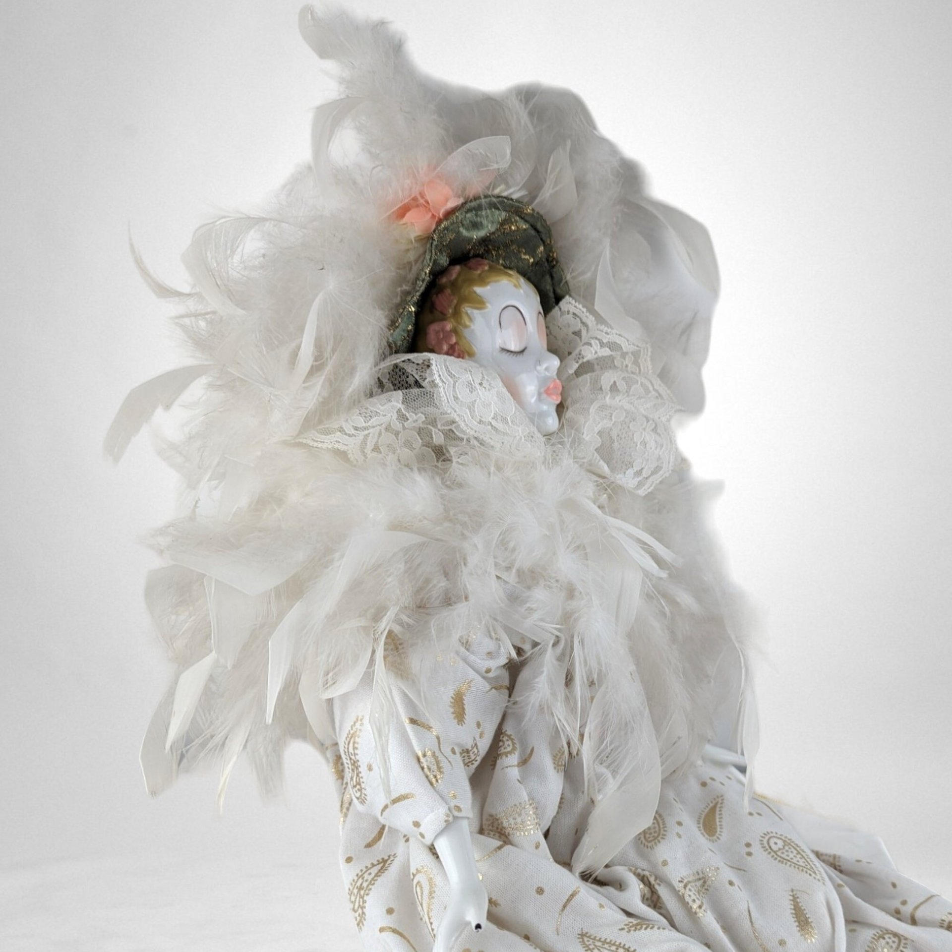 Porcelain Harlequin Art Fashion Doll