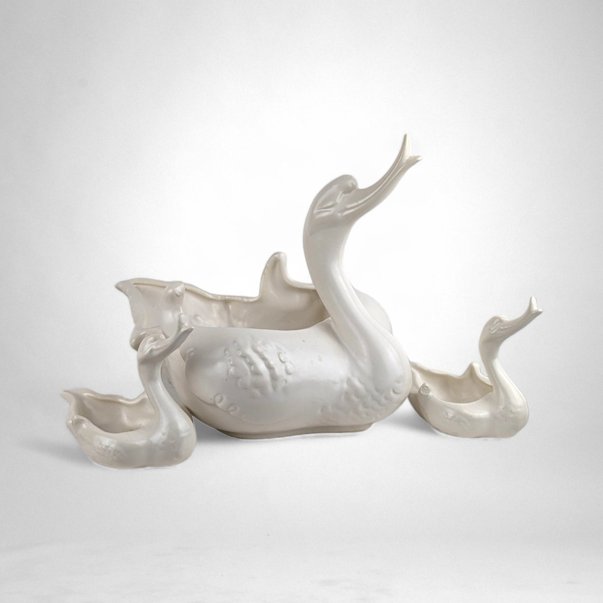 Vintage Hull Pottery 3-Piece Ceramic Swan Set