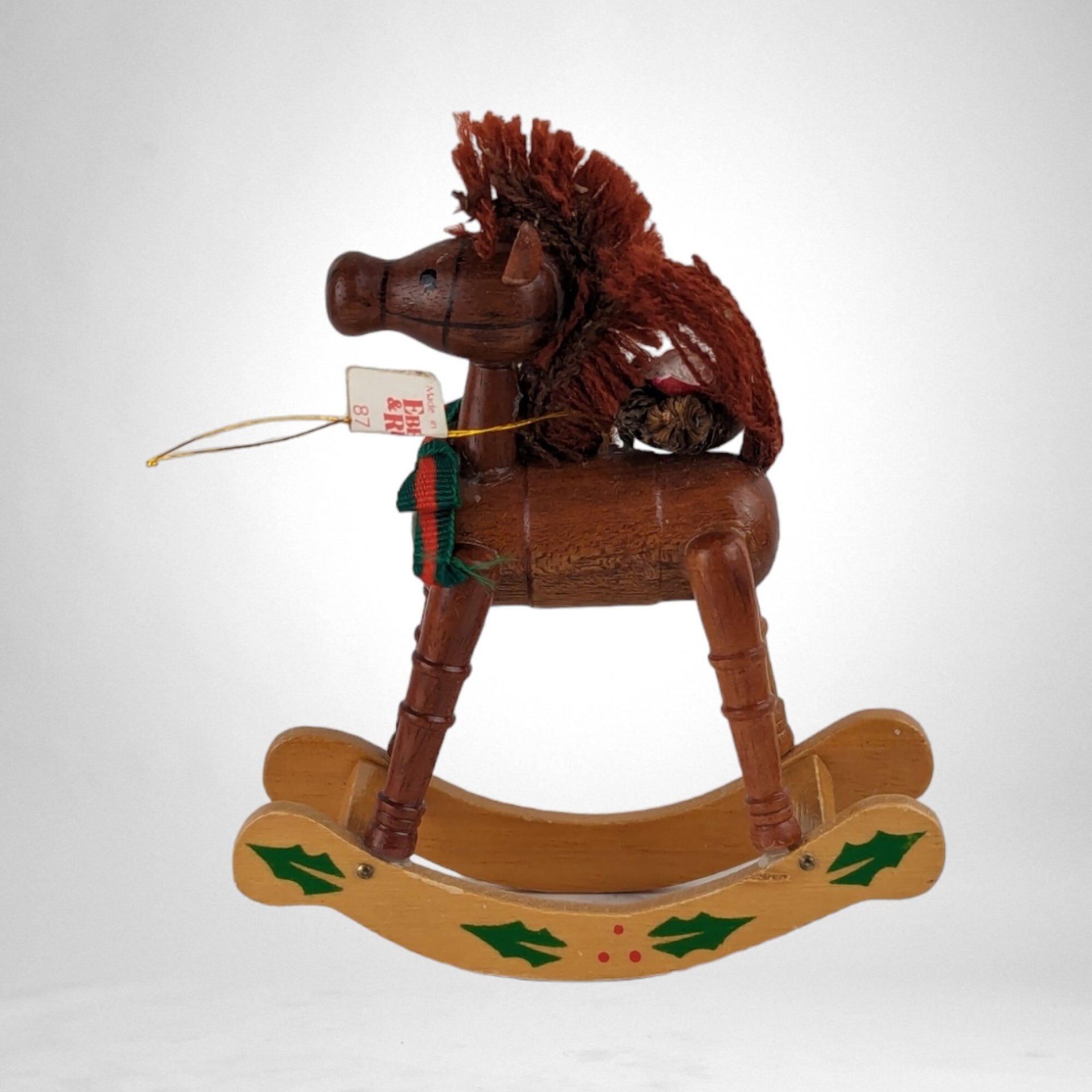 Vintage Wooden Rocking Horse Ornament - Timeless Holiday Charm