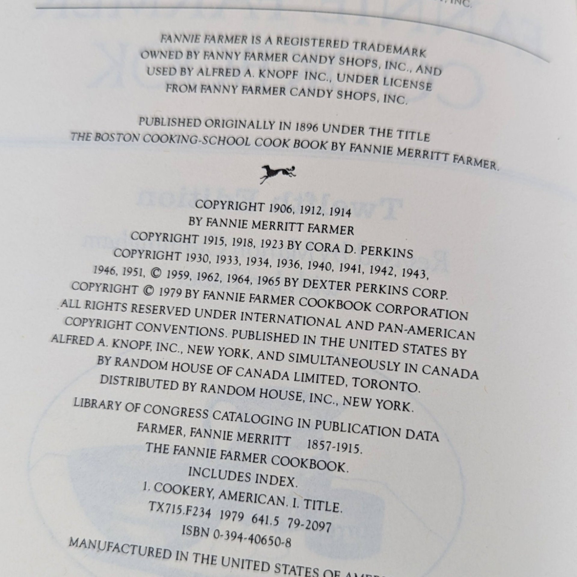 1979 Fannie Farmer Cookbook, Hardcover