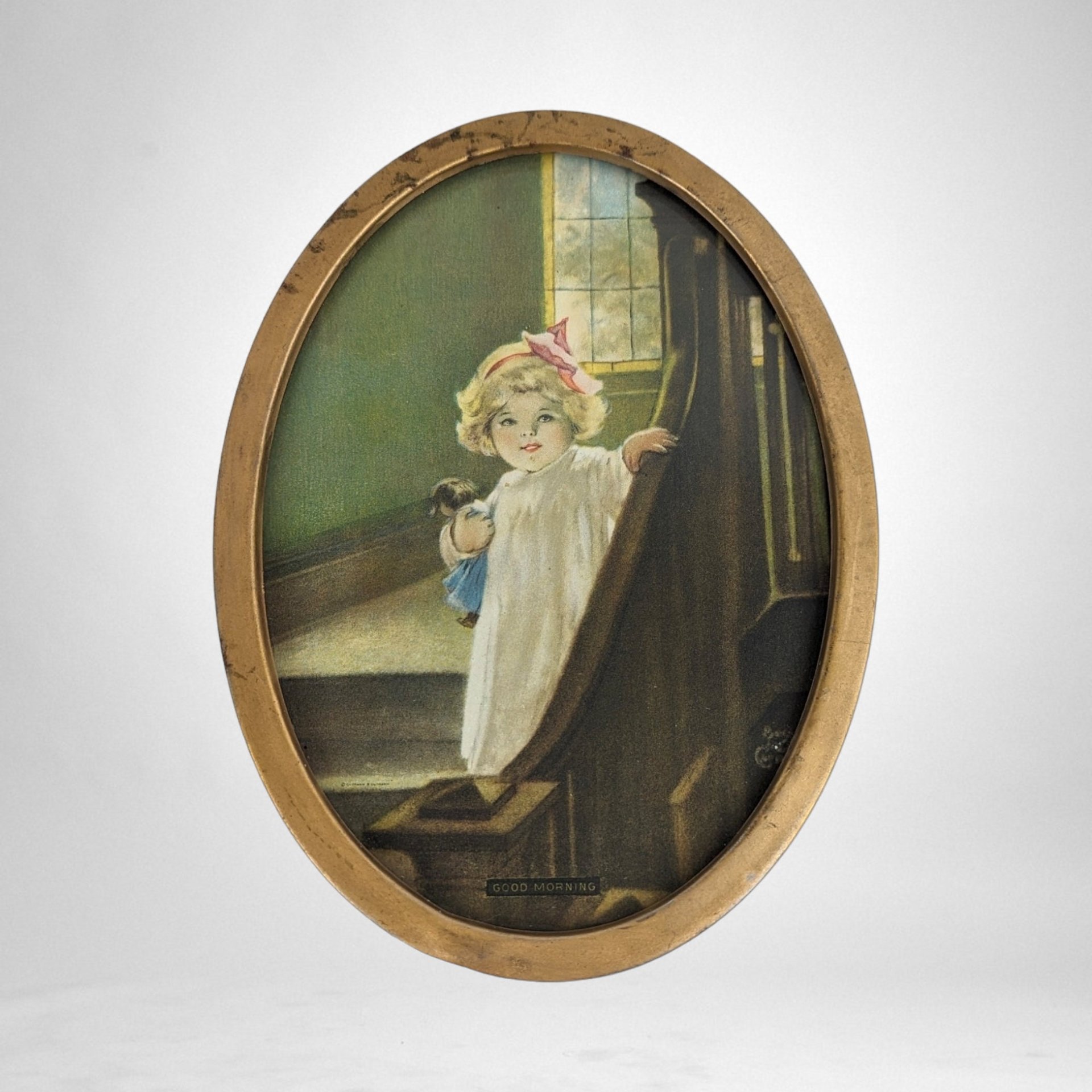 Bessie Pease Gutmann Good Morning 7 x 5" Framed Print – Timeless Childhood Artistry in Every Detail