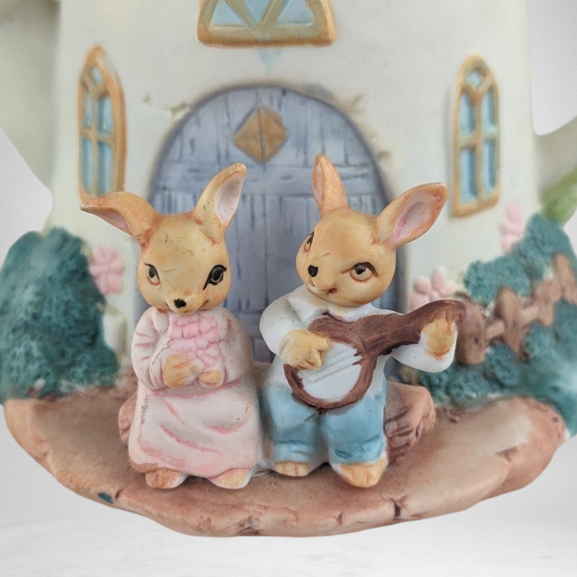 Vintage Ceramic Rabbit Teapot Music Box