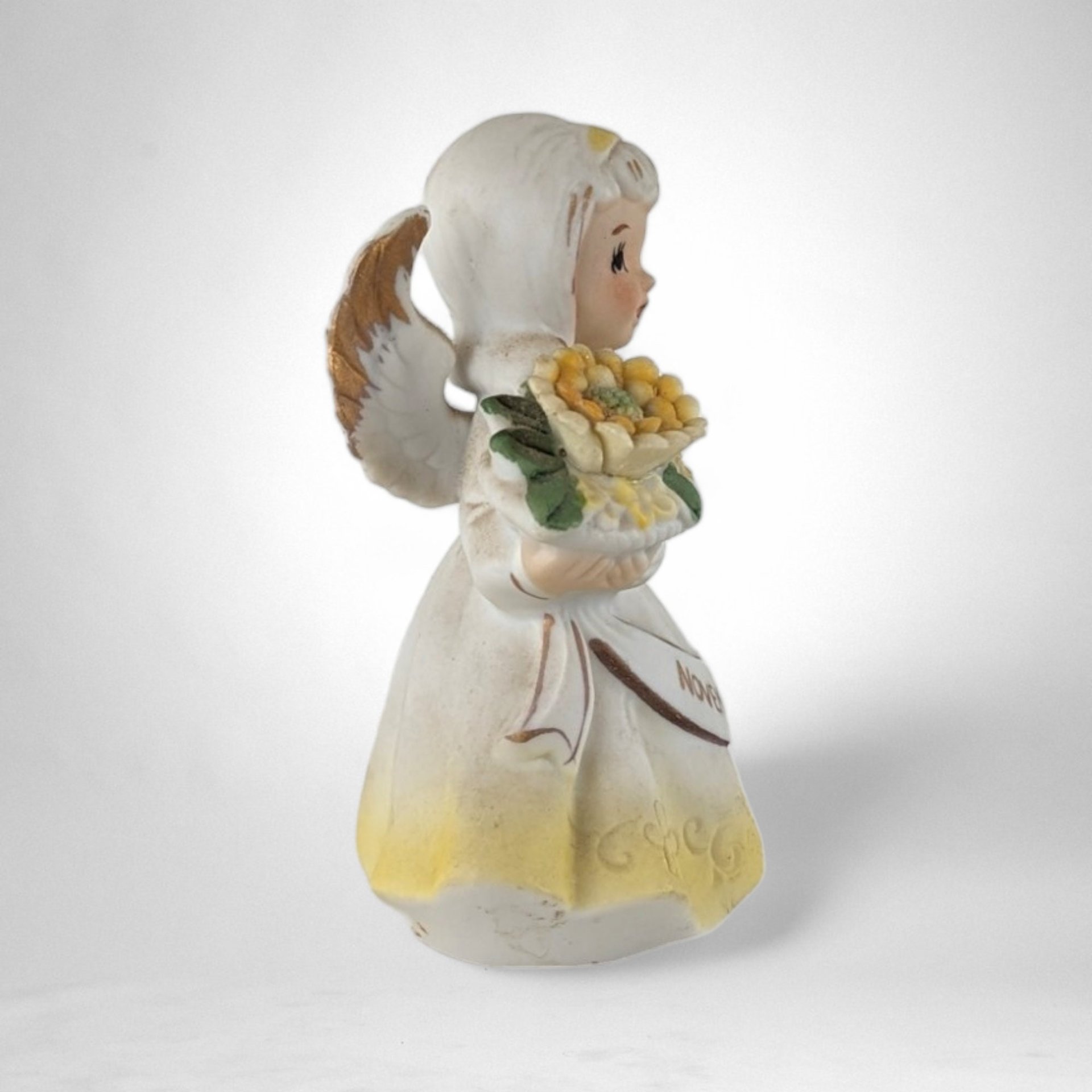Vintage Ceramic Birthday Month November Angel Figurine - Charming Collectible
