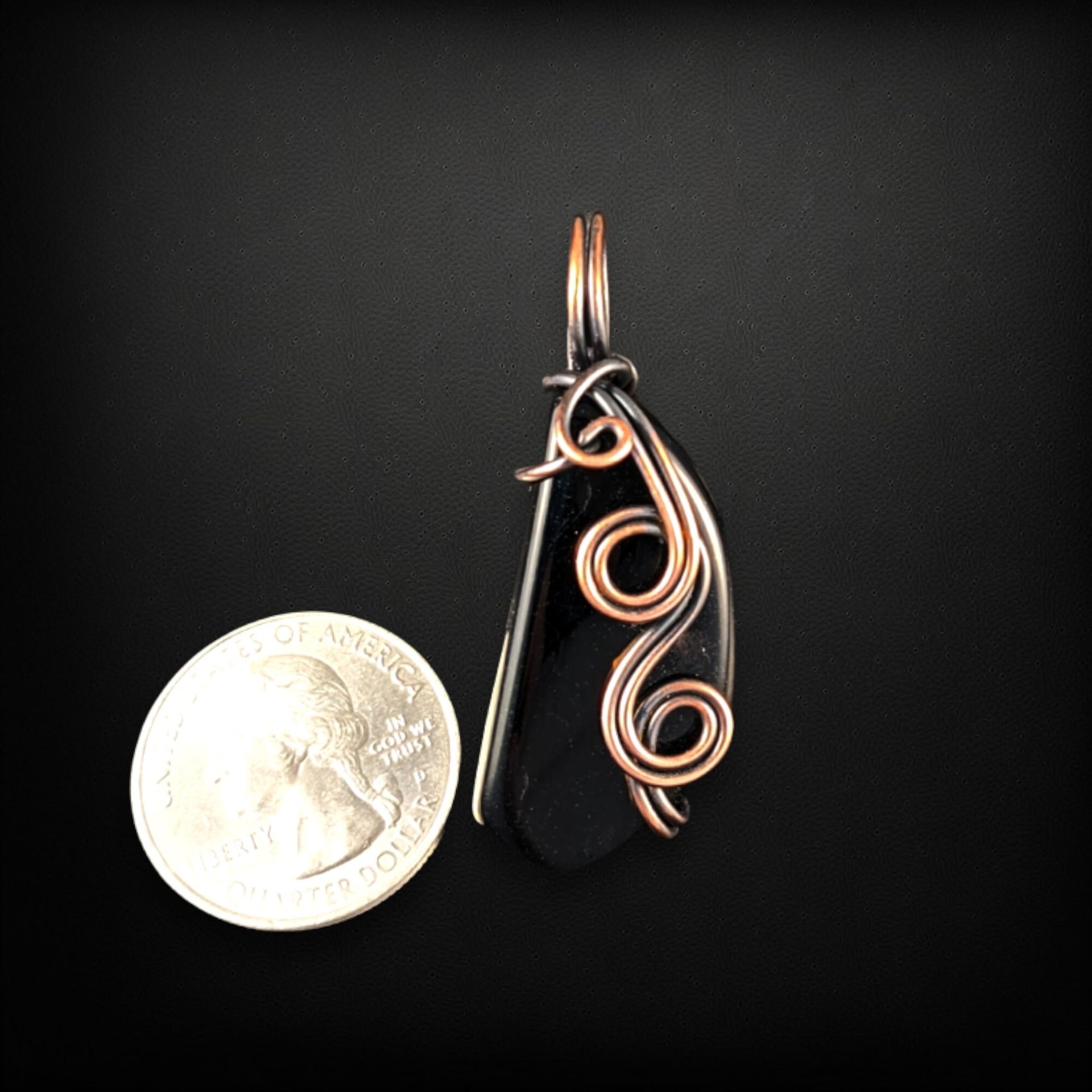 Artisan Elegance: Handmade Copper Wire Wrapped Black Onyx Pendant