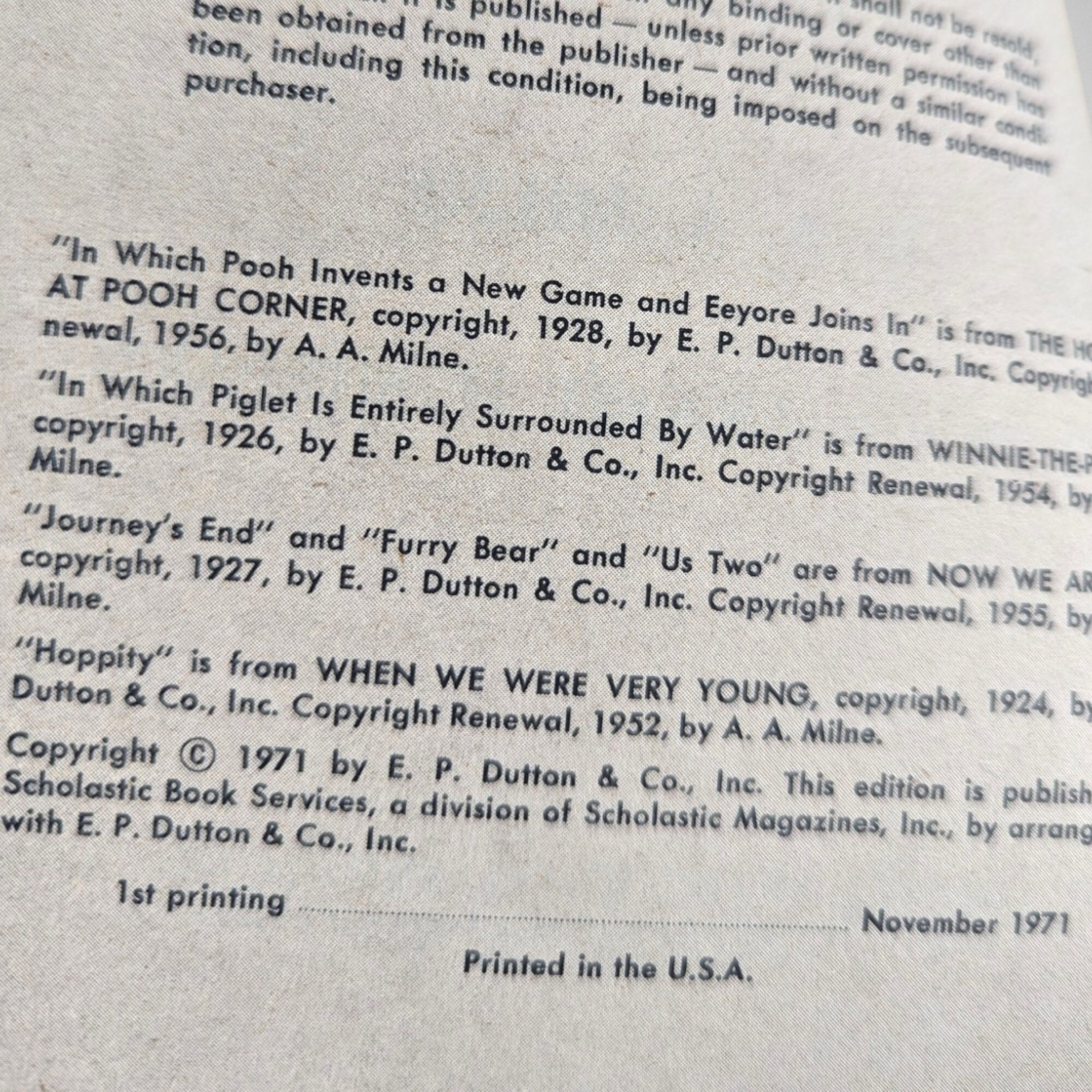 1971 1st Printing Stories and Poems About Pooh and His Friends by A.A. Milne
