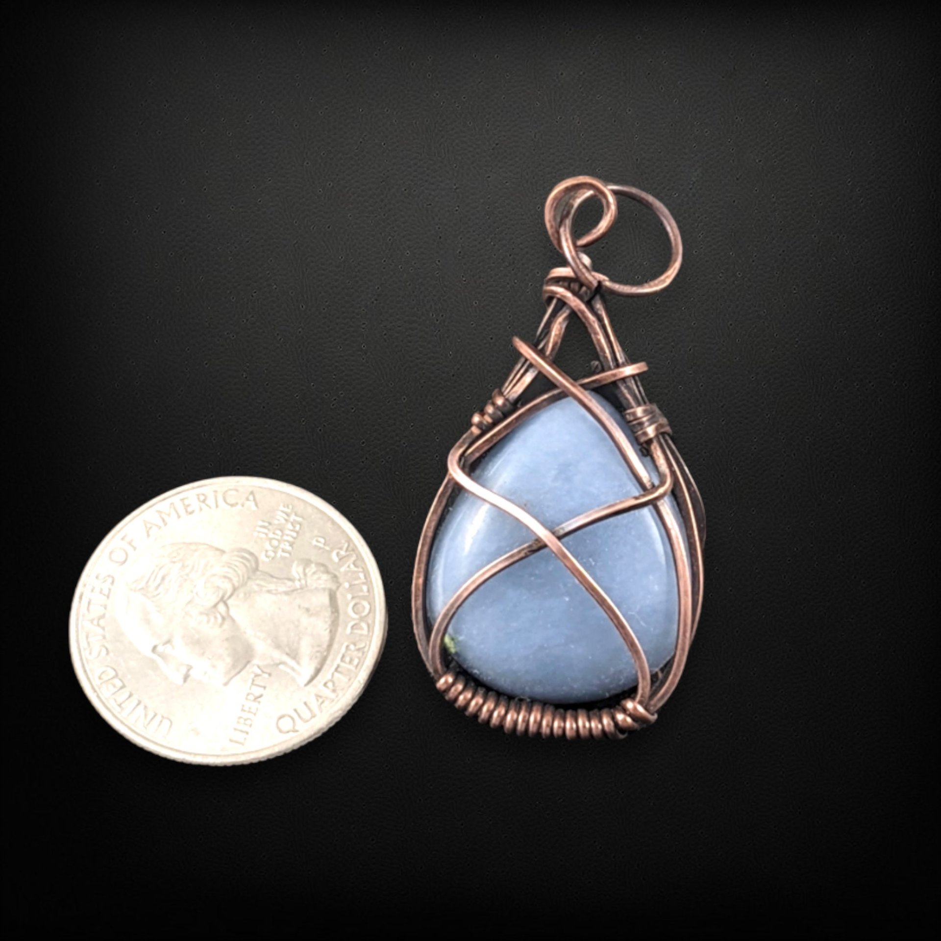 Handcrafted Copper Wire Wrapped Blue Opal Pendant, Unique Artisan Jewelry, Bohemian Gift Idea