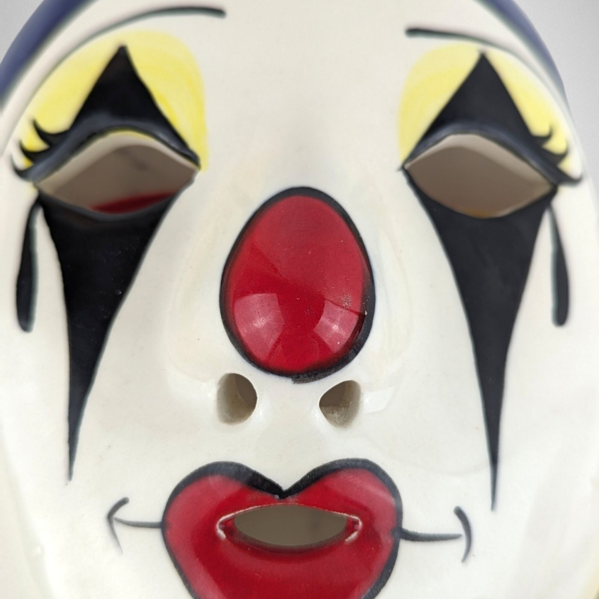 1984 Ceramic Hand-Painted Pierrot Clown Mask Wall Hanging