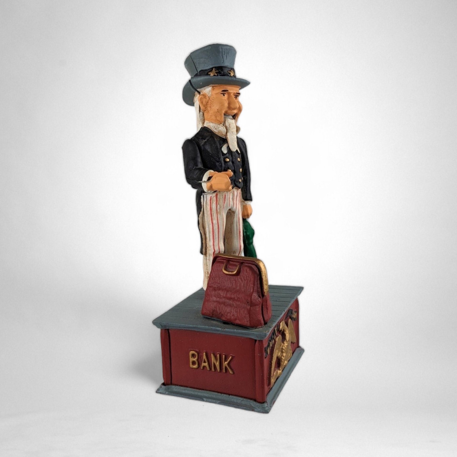 Vintage Paul Sebastian Cast Iron Uncle Sam Coin Bank 