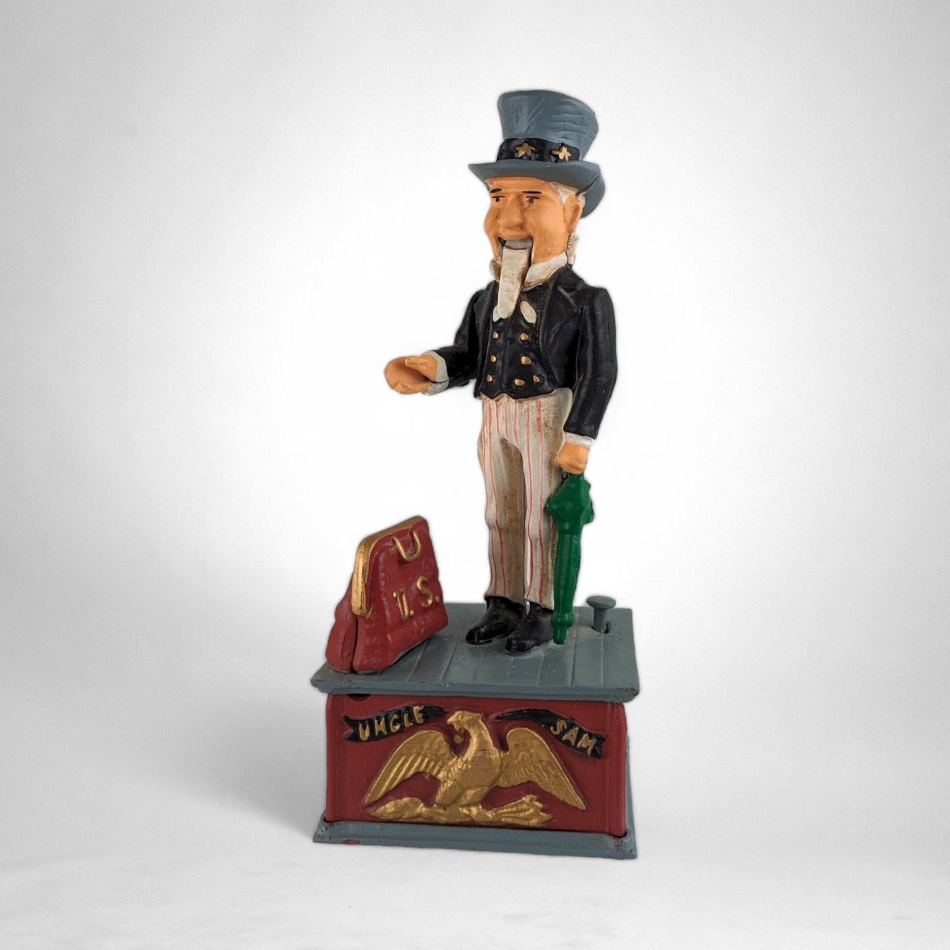 Vintage Paul Sebastian Cast Iron Uncle Sam Coin Bank 