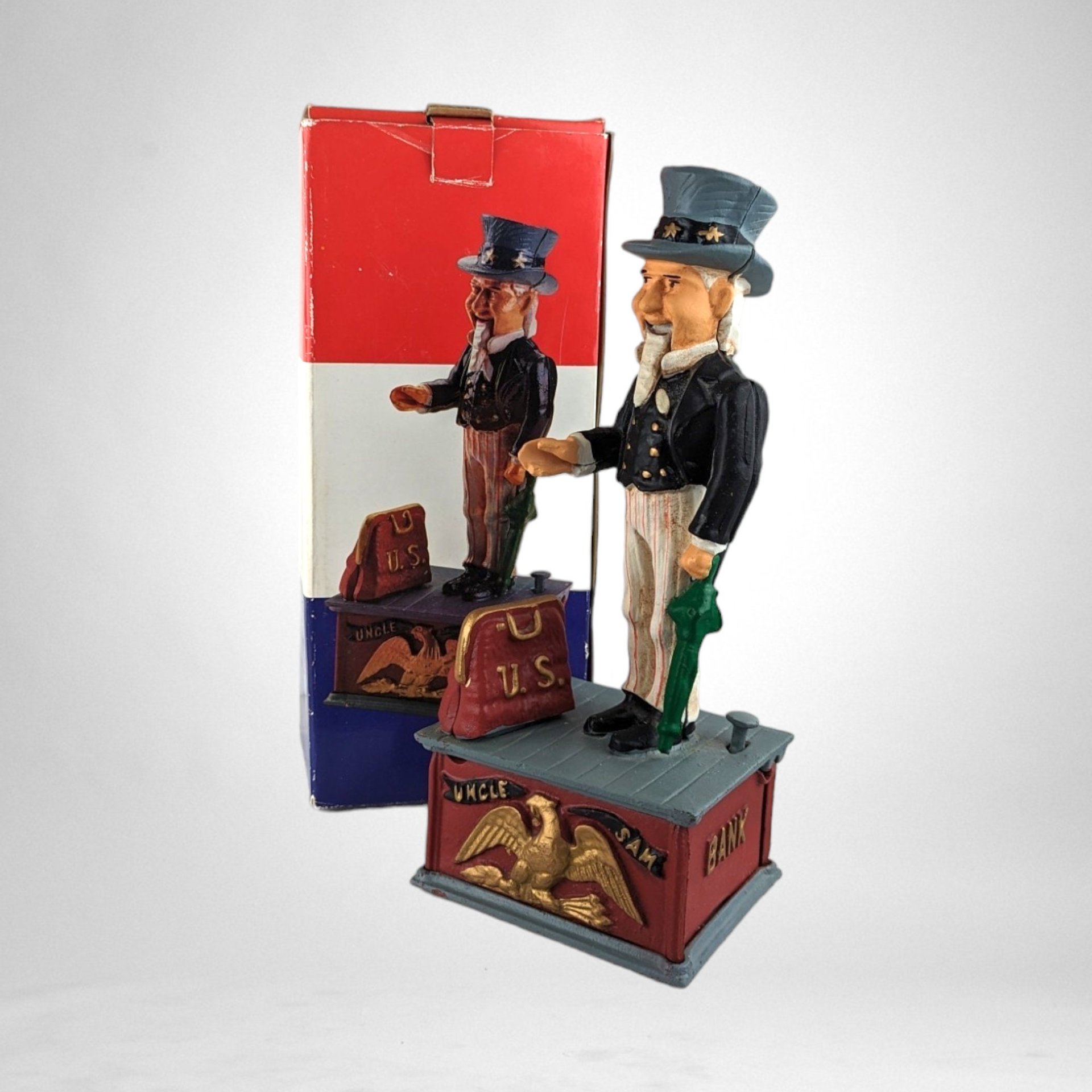 Vintage Paul Sebastian Cast Iron Uncle Sam Coin Bank 