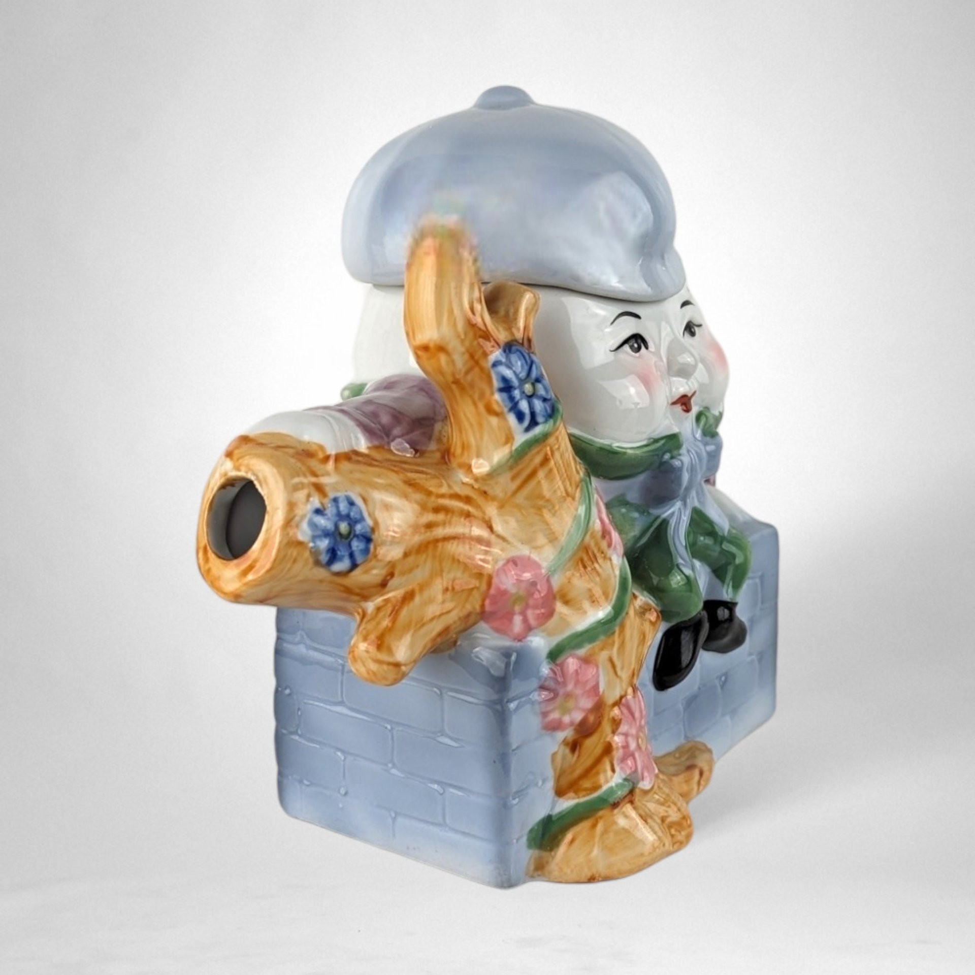 Vintage Feita Humpty Dumpty Ceramic Teapot | Whimsical Nursery Rhyme Decor