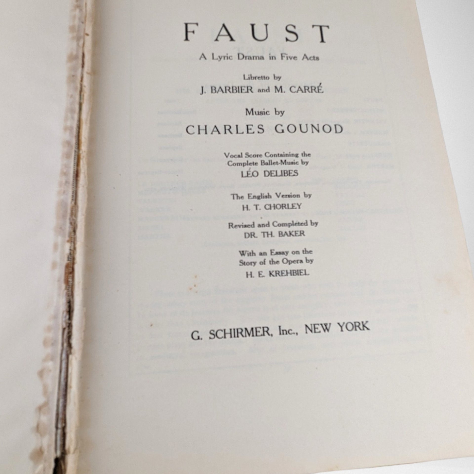 1930 Gounod Faust Vocal Score Book by G. Schirmer: Vintage Musical Treasure