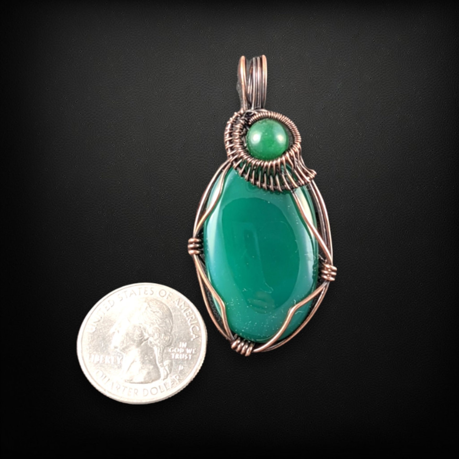 Handmade Copper Wire Wrapped Green Onyx Pendant | Boho Jewelry | Gemstone Pendant | Oxidized Copper | Gift for Her