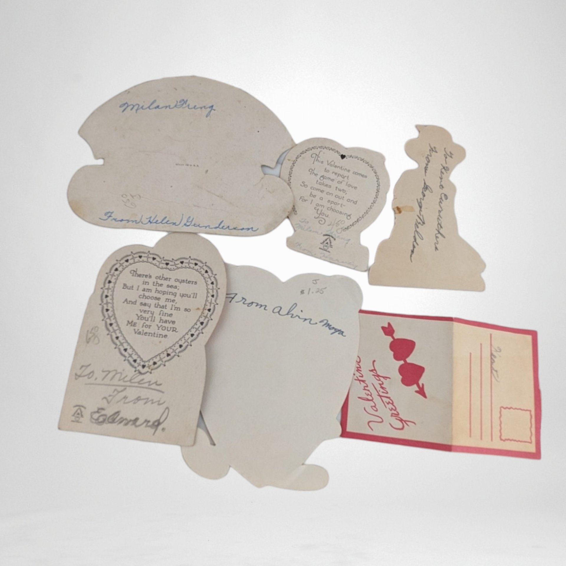 Vintage Love Stories Told on 6 Used Valentine's Day Cards