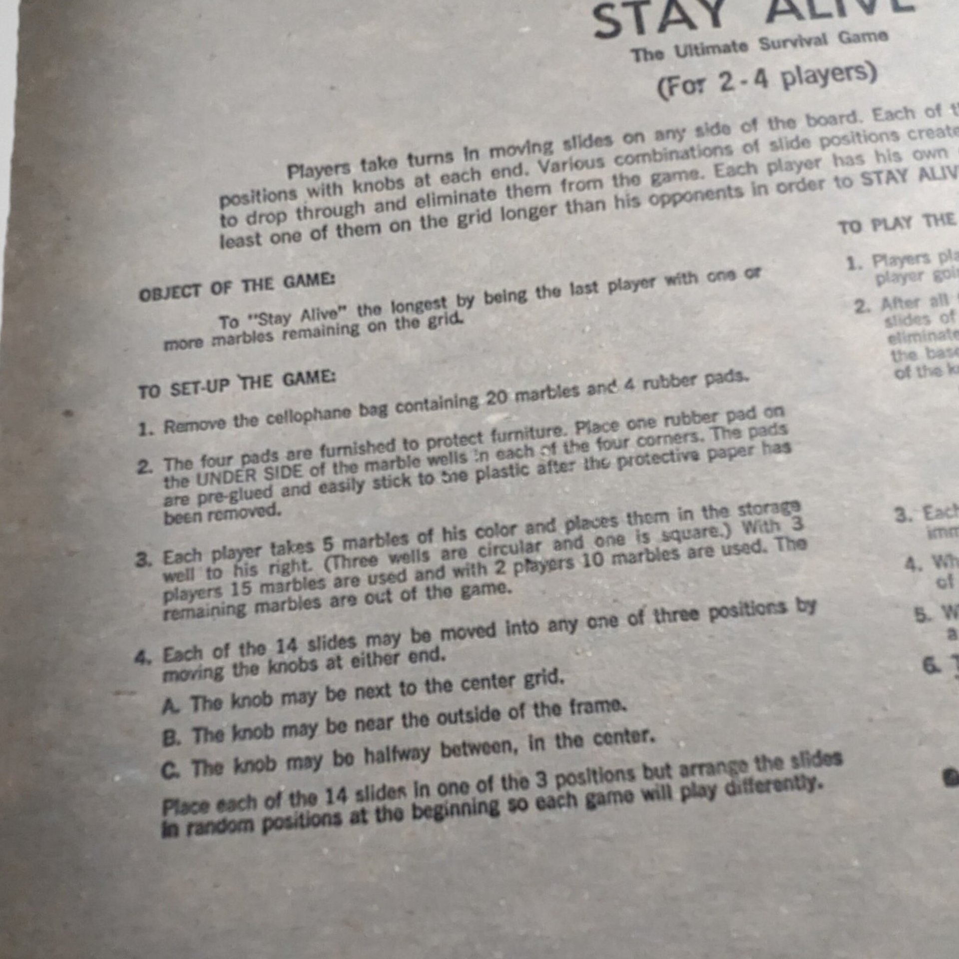 1971 Milton Bradley Stay Alive Game