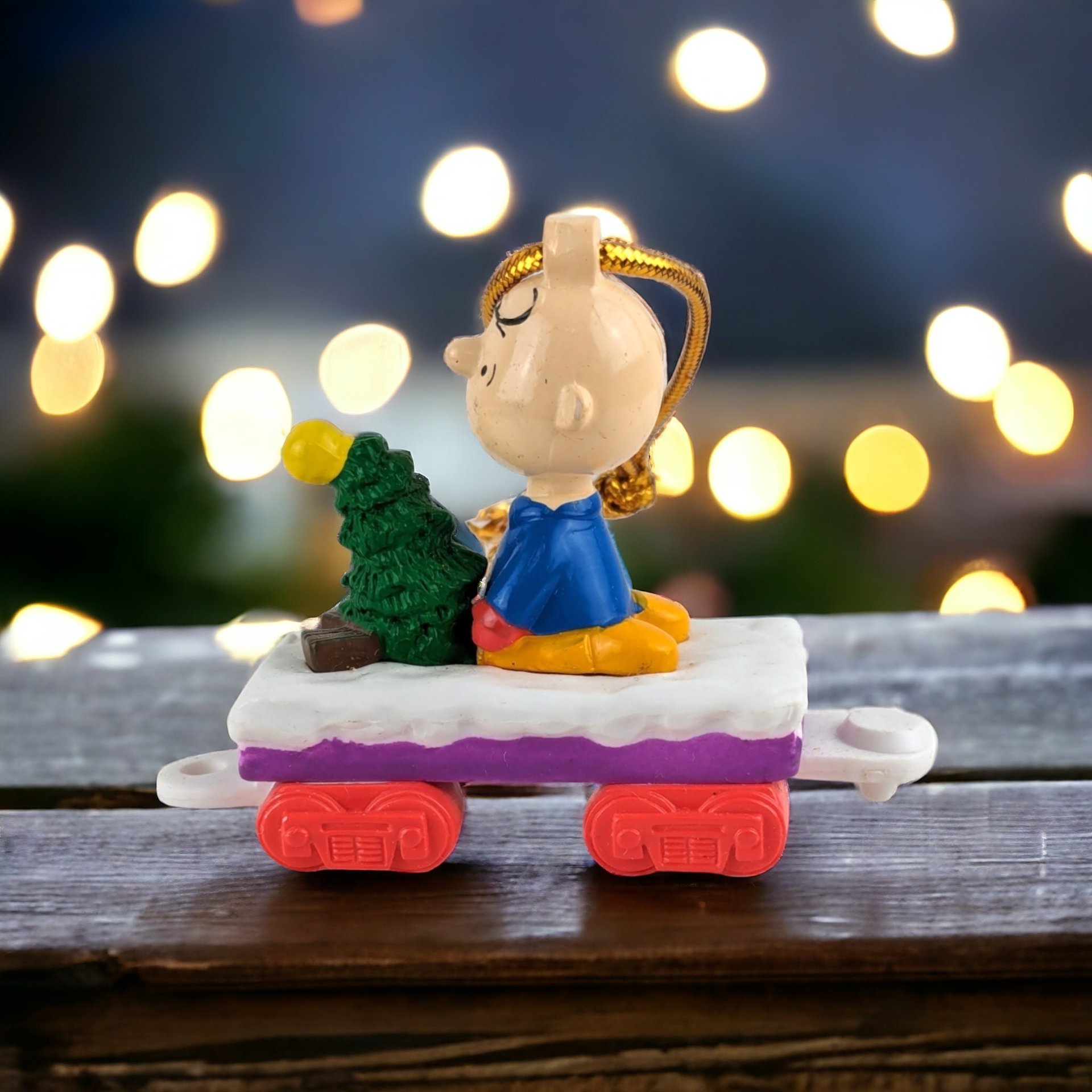 Vintage Peanuts Charlie Brown Train Ornament Piece