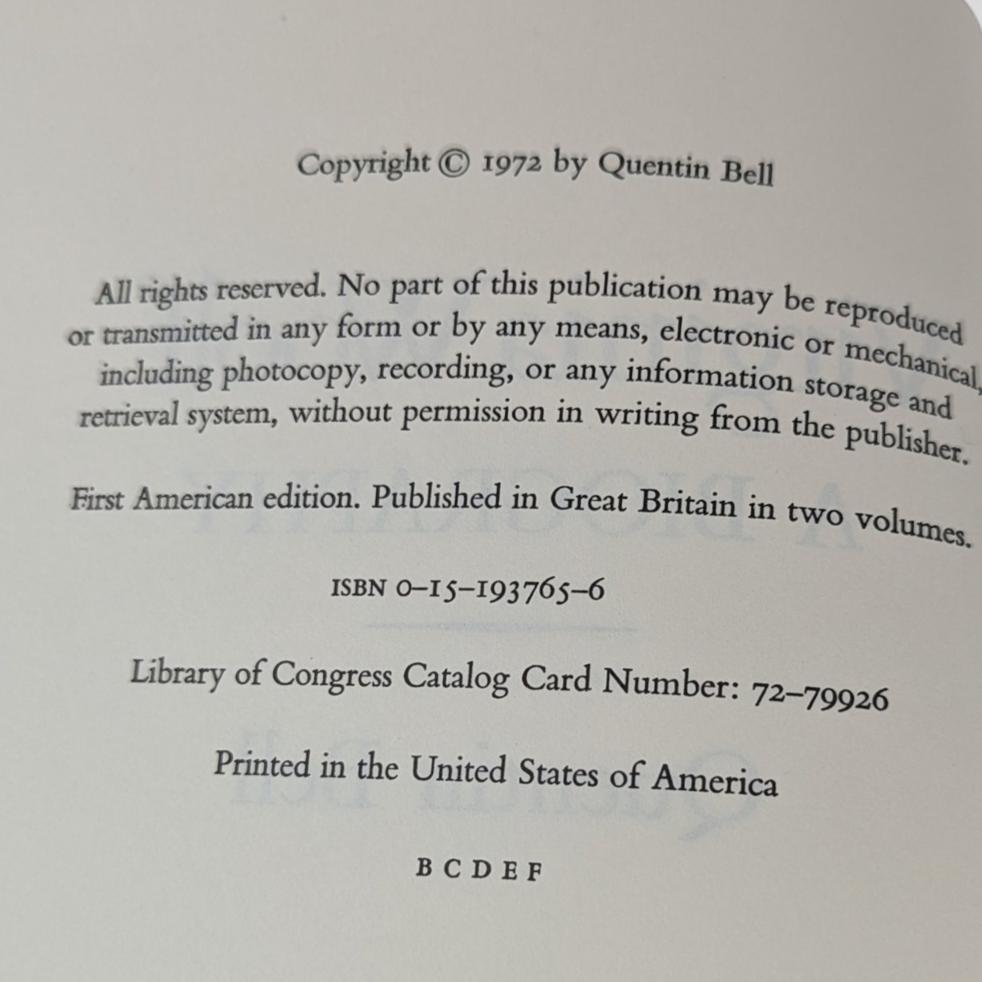 1972 Virginia Woolf A Biography, Quentin Bell