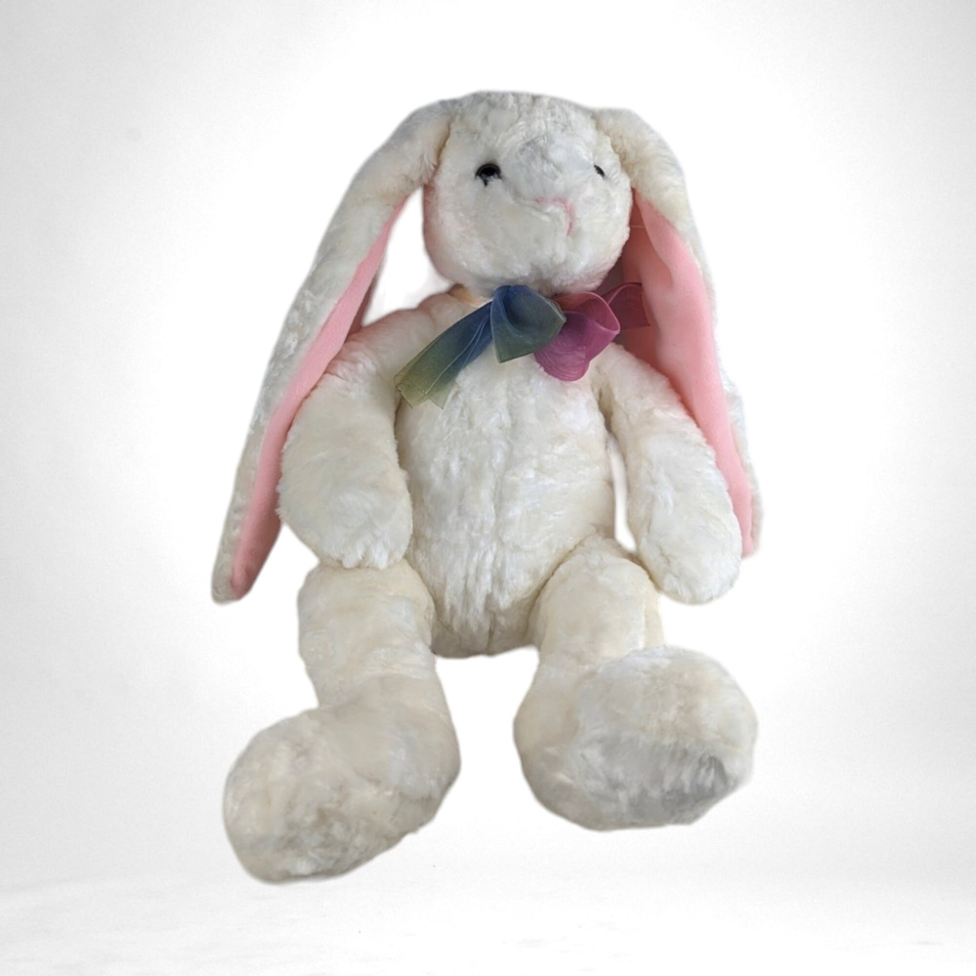 Vintage Soft White 15" Bunny with Long Ears Plush Toy