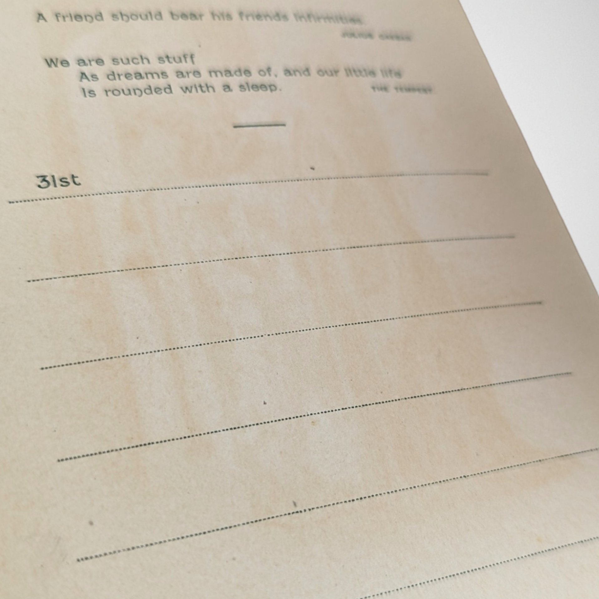 Antique Happy Days A Shakespeare Birthday Book