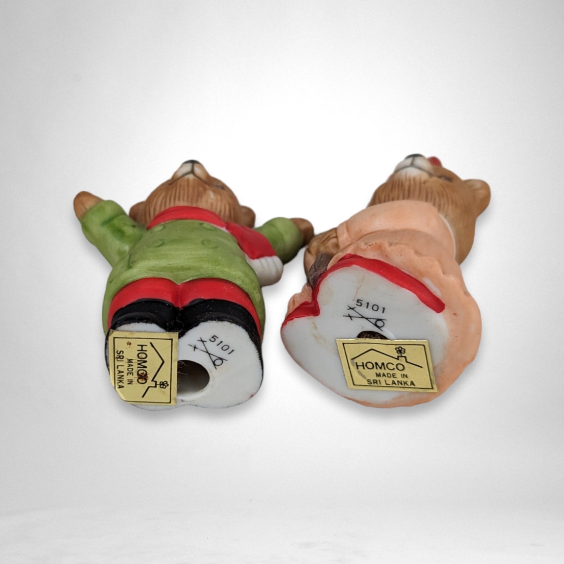 Set of 2 Homco Holiday Bear Figurines 5101