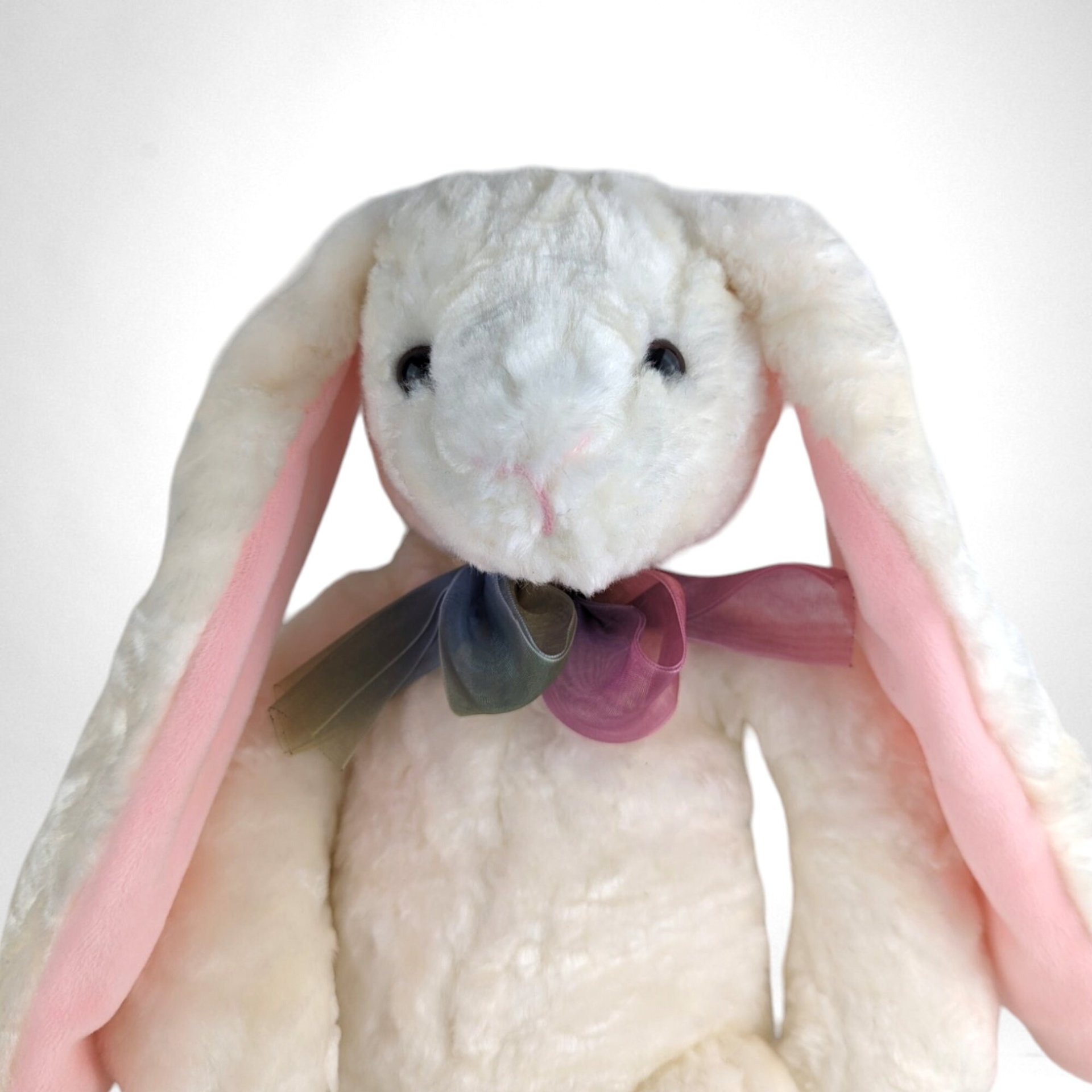 Vintage Soft White 15" Bunny with Long Ears Plush Toy