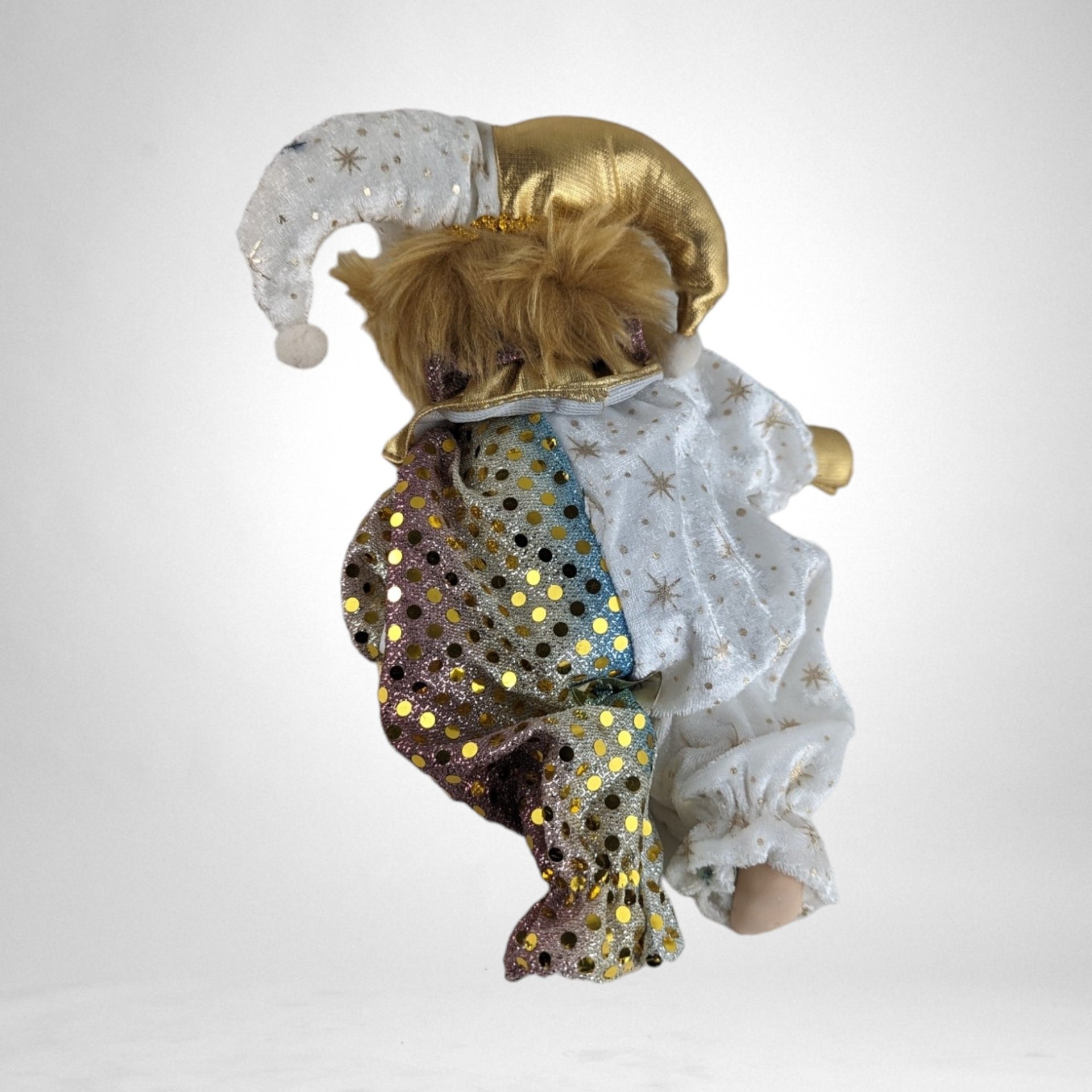 Vintage White and Gold 8" Porcelain Baby Jester Doll