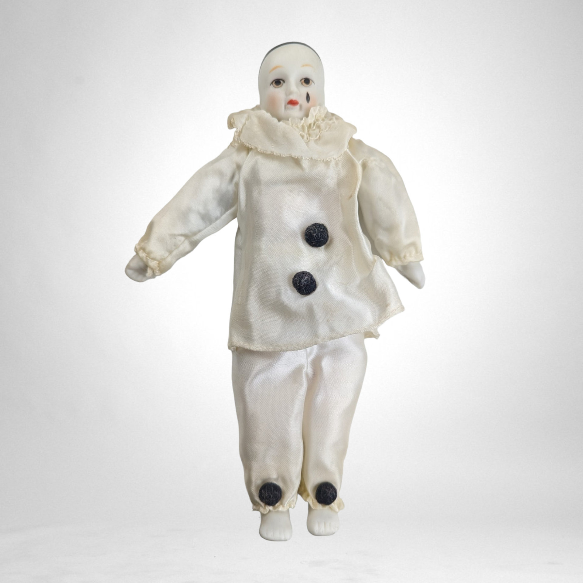 Vintage Porcelain 8" Pierrot Clown Doll